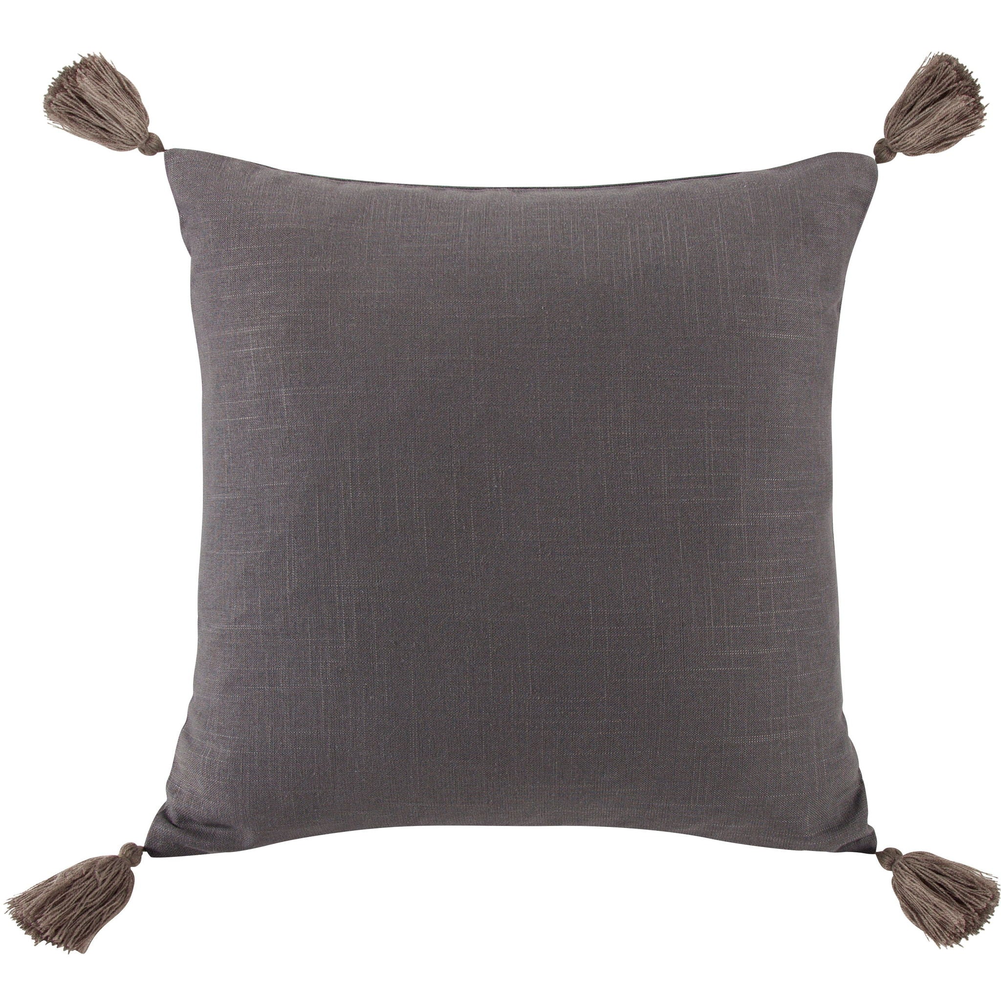 Luna - Washed Linen Tasseled Square Pillow - Slate