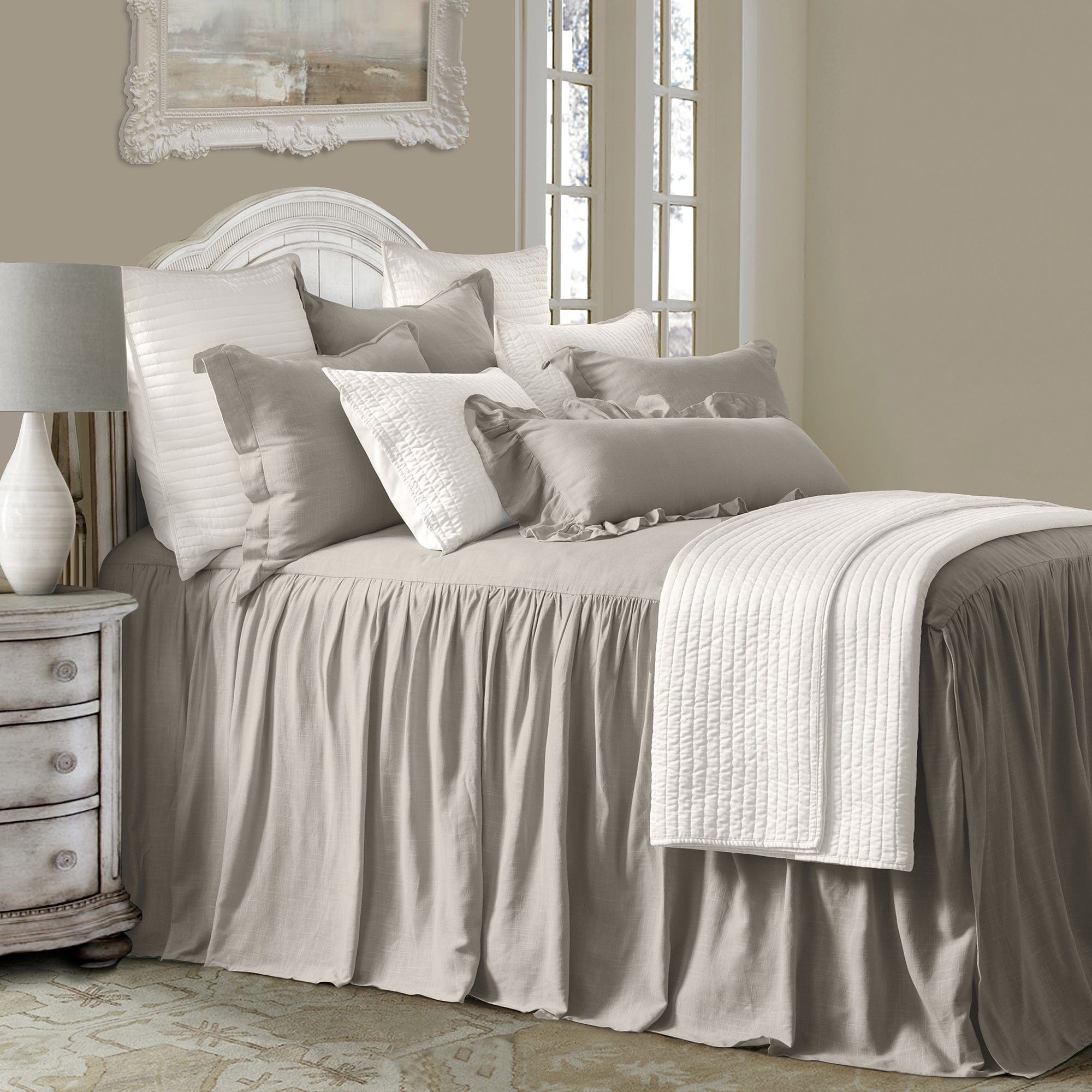 Luna - Twin Washed Linen Bedspread Set (Set of 2) - Taupe