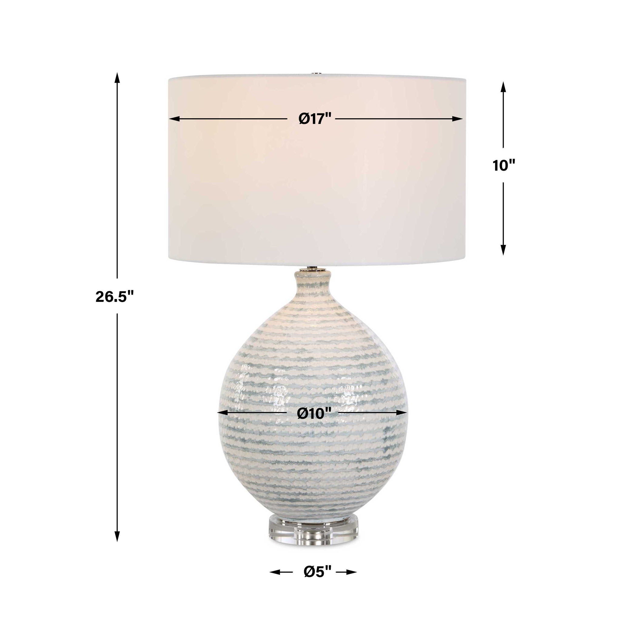 Clary - Horizontally Striped Table Lamp - Gray / White