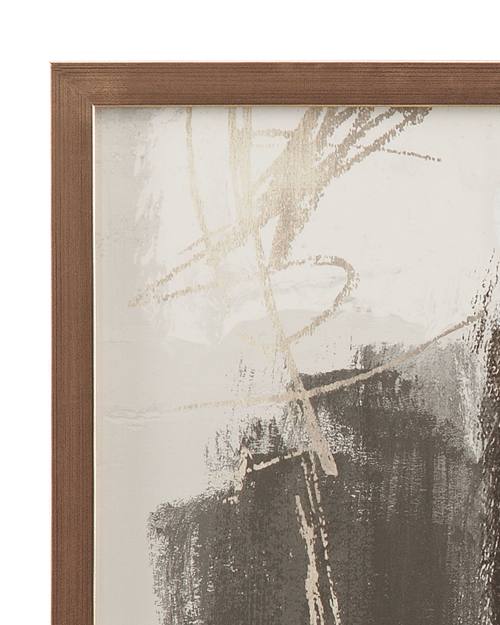 Neutral Contrast Brush Framed Print - Beige / Dark Brown