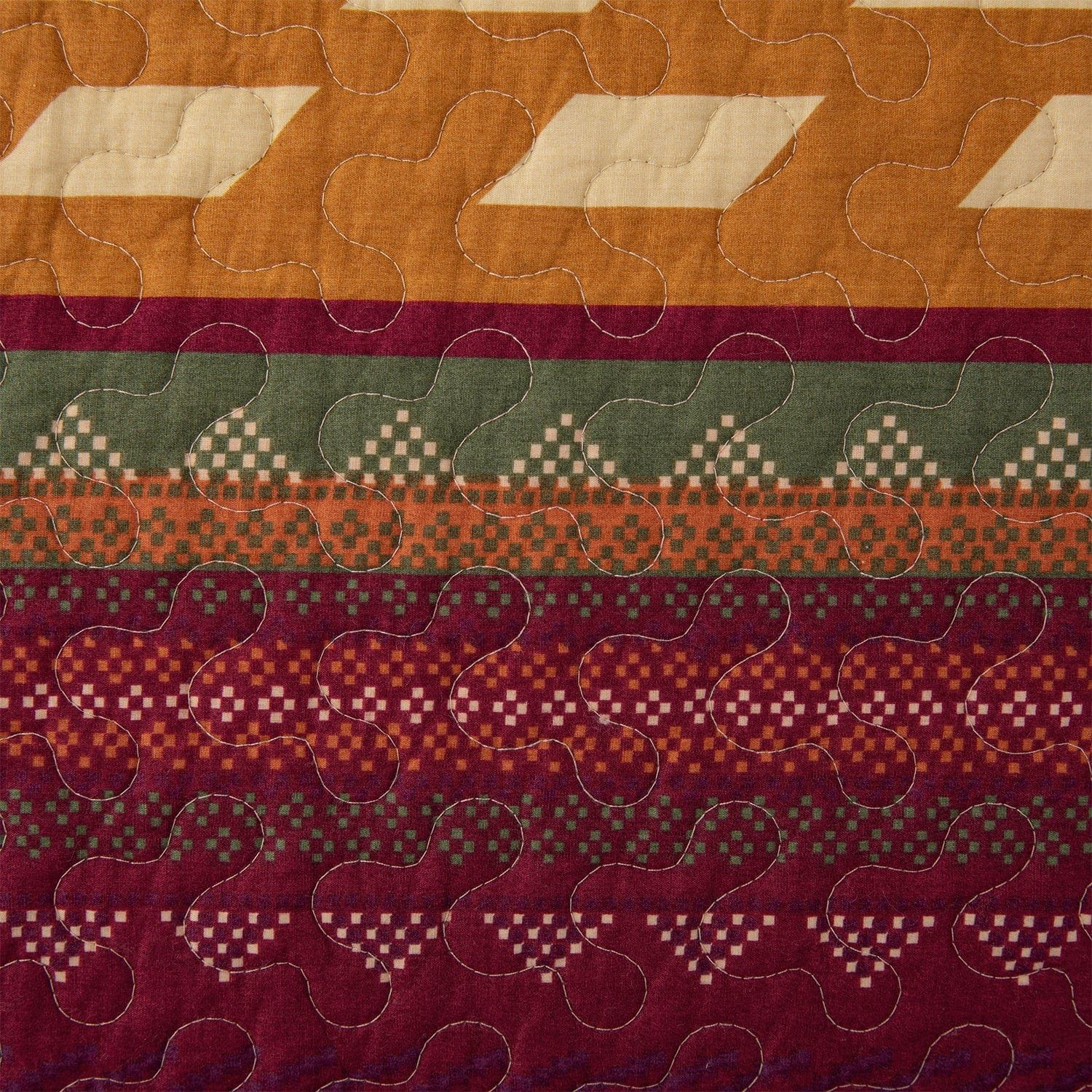 Solace - King Reversible Quilt Set (Set of 3) - Red / Orange / Brown