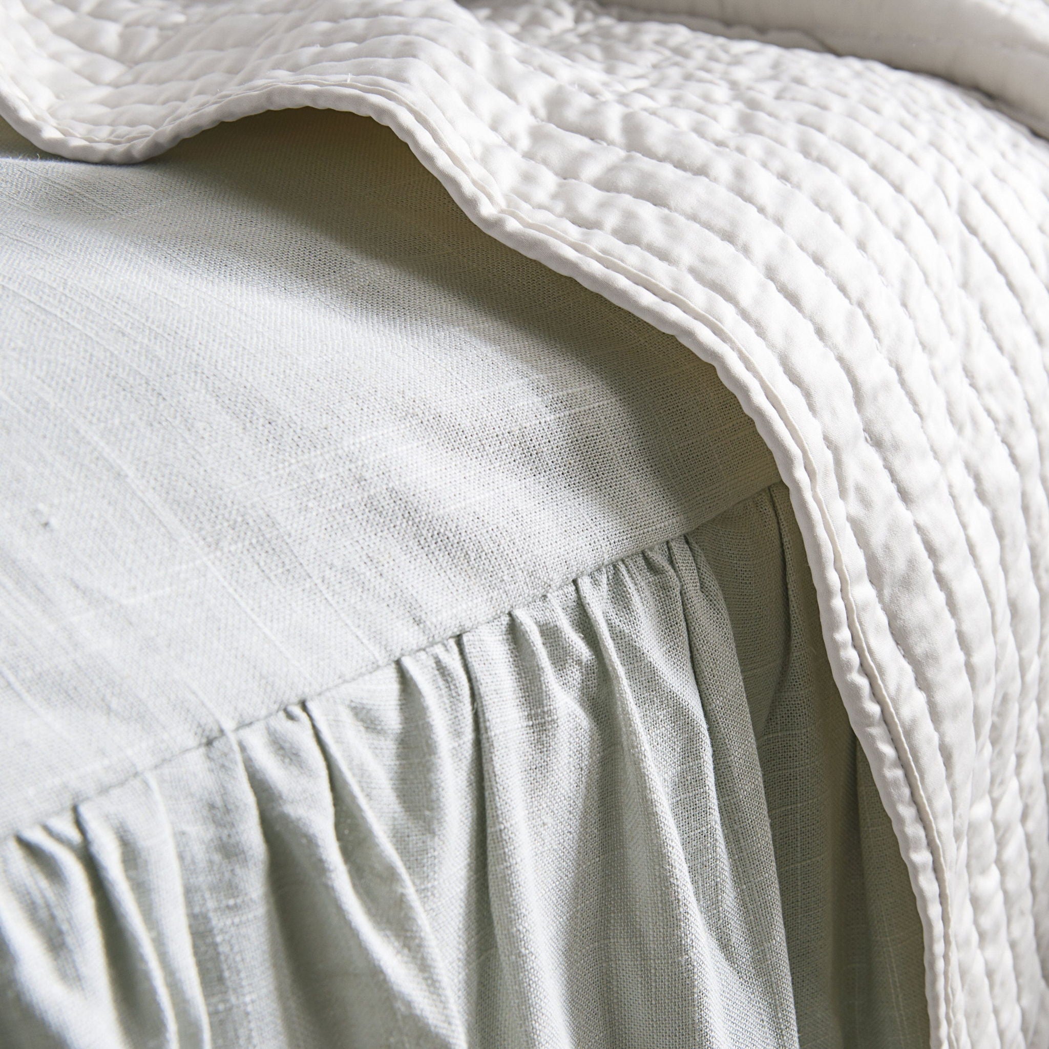 Luna - Full Washed Linen Bedspread Set (Set of 3) - Light Gray