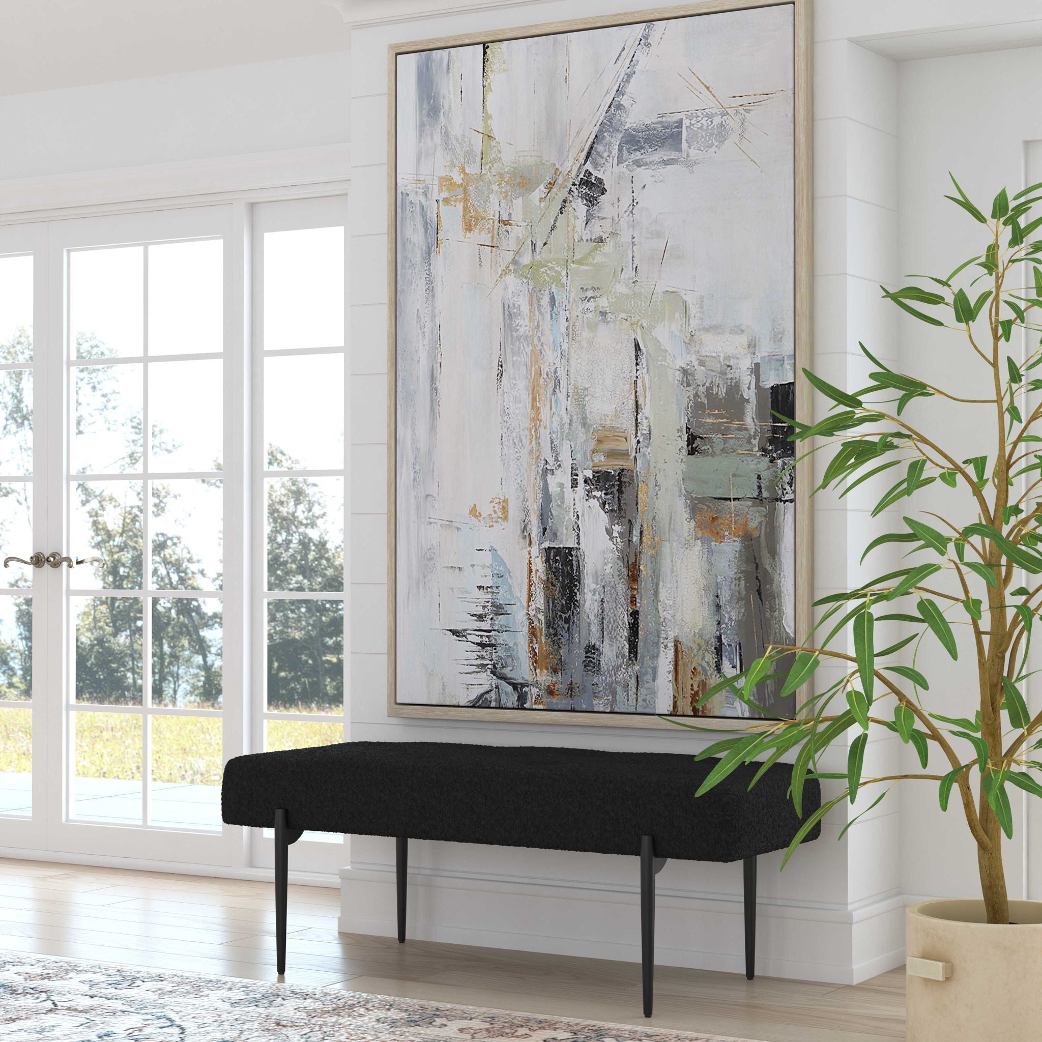 Natural Springs - Hand Painted Canvas Art - Pearl Silver