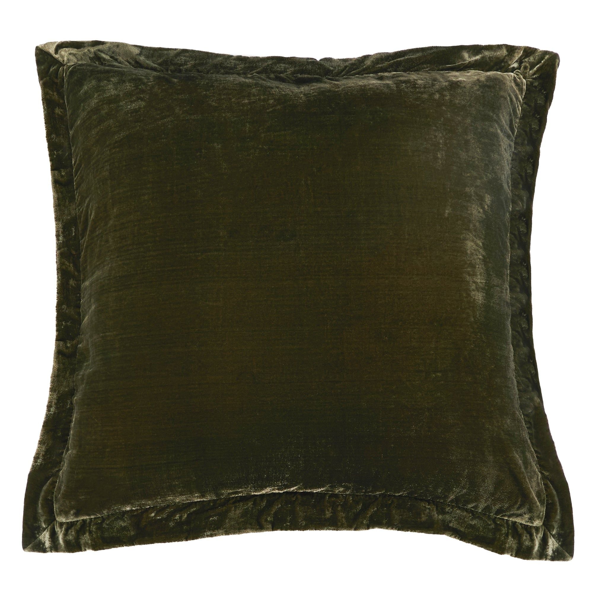 Stella - Faux Silk Velvet Flanged Euro Sham - Fern Green