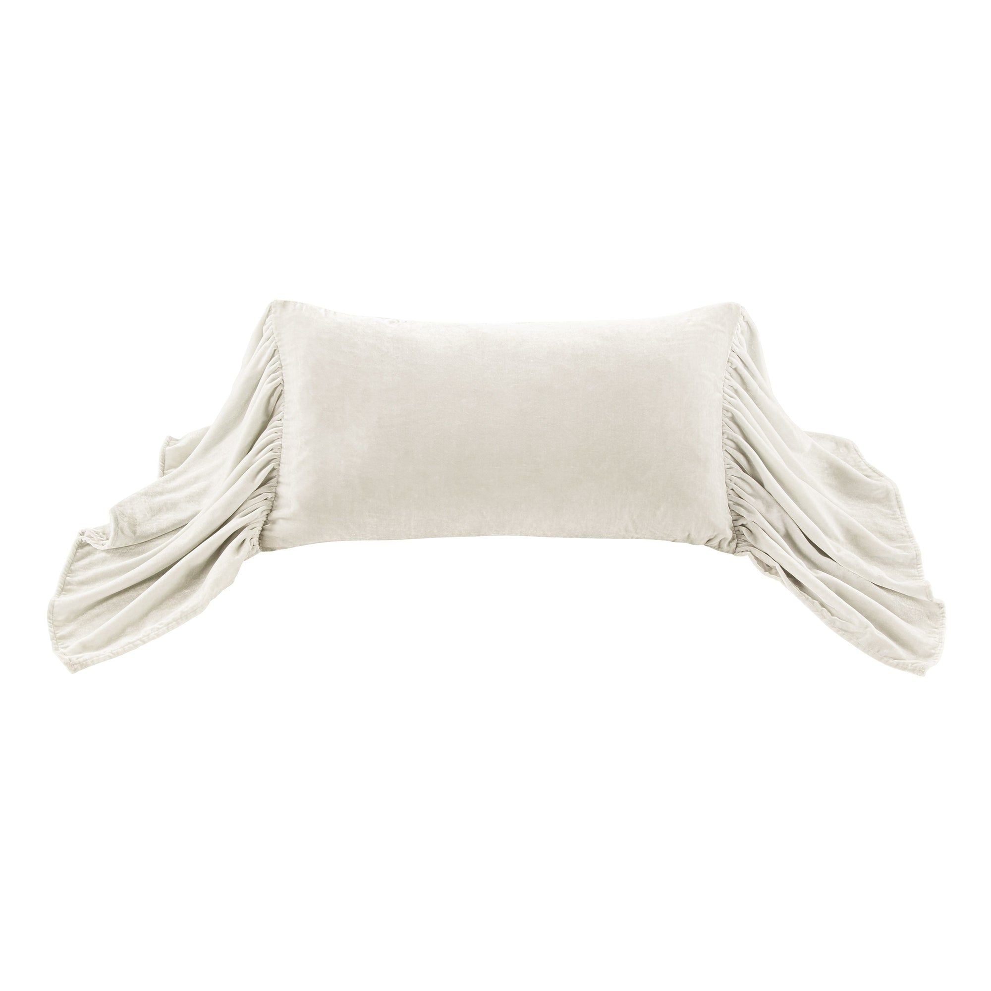 Stella - Faux Silk Velvet Long Ruffled Pillow - Stone