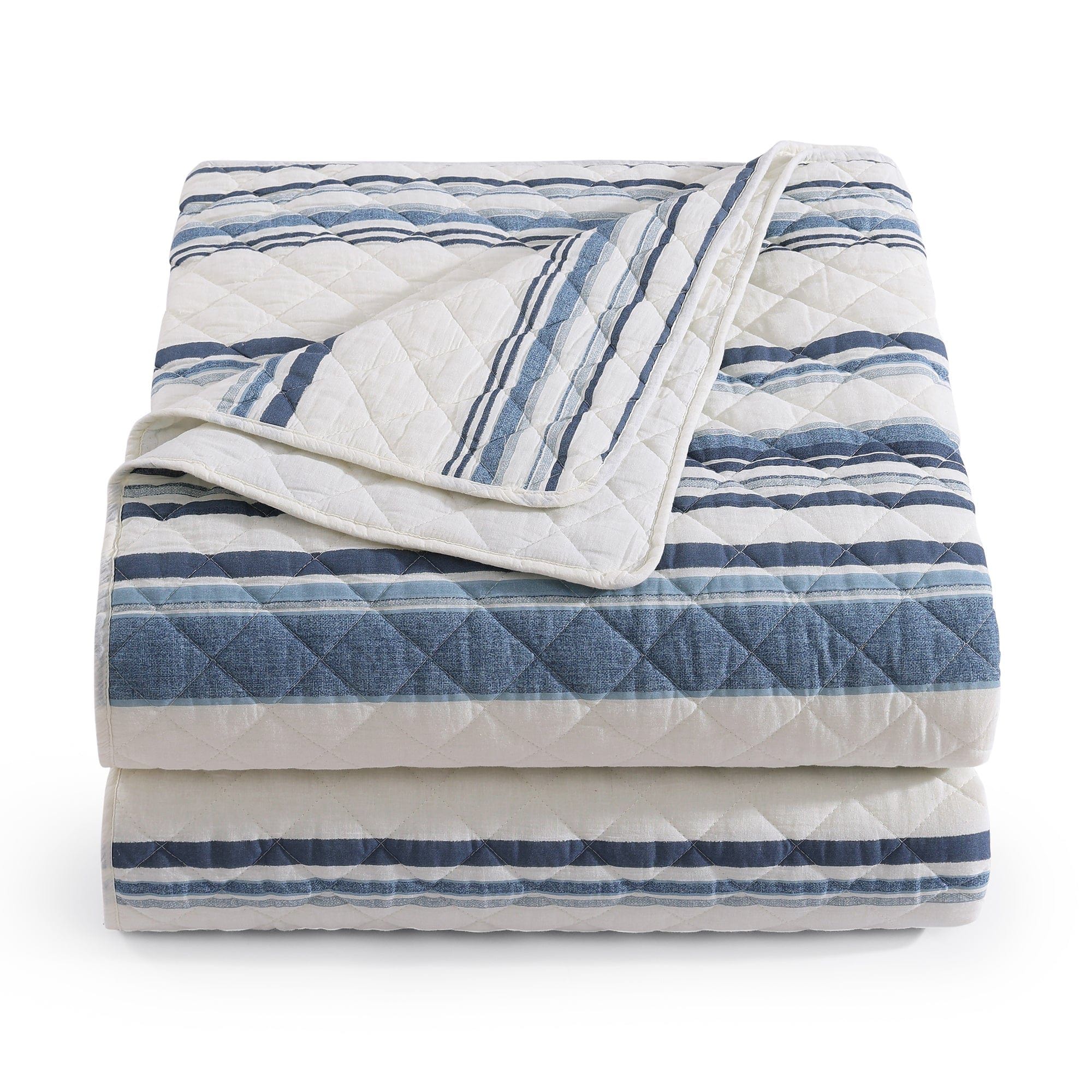 Mystic Stripe - Full/Queen Cotton Gauze Quilt Set (Set of 3) - Navy