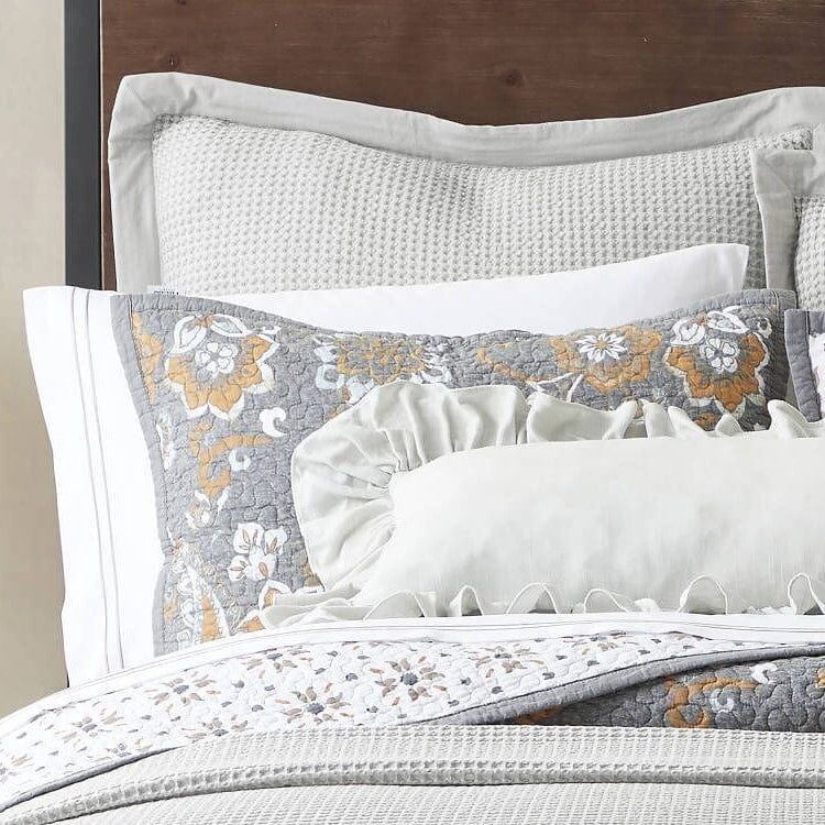 Abbie - Twin Western Paisley Reversible Quilt Set (Set of 2) - Gray