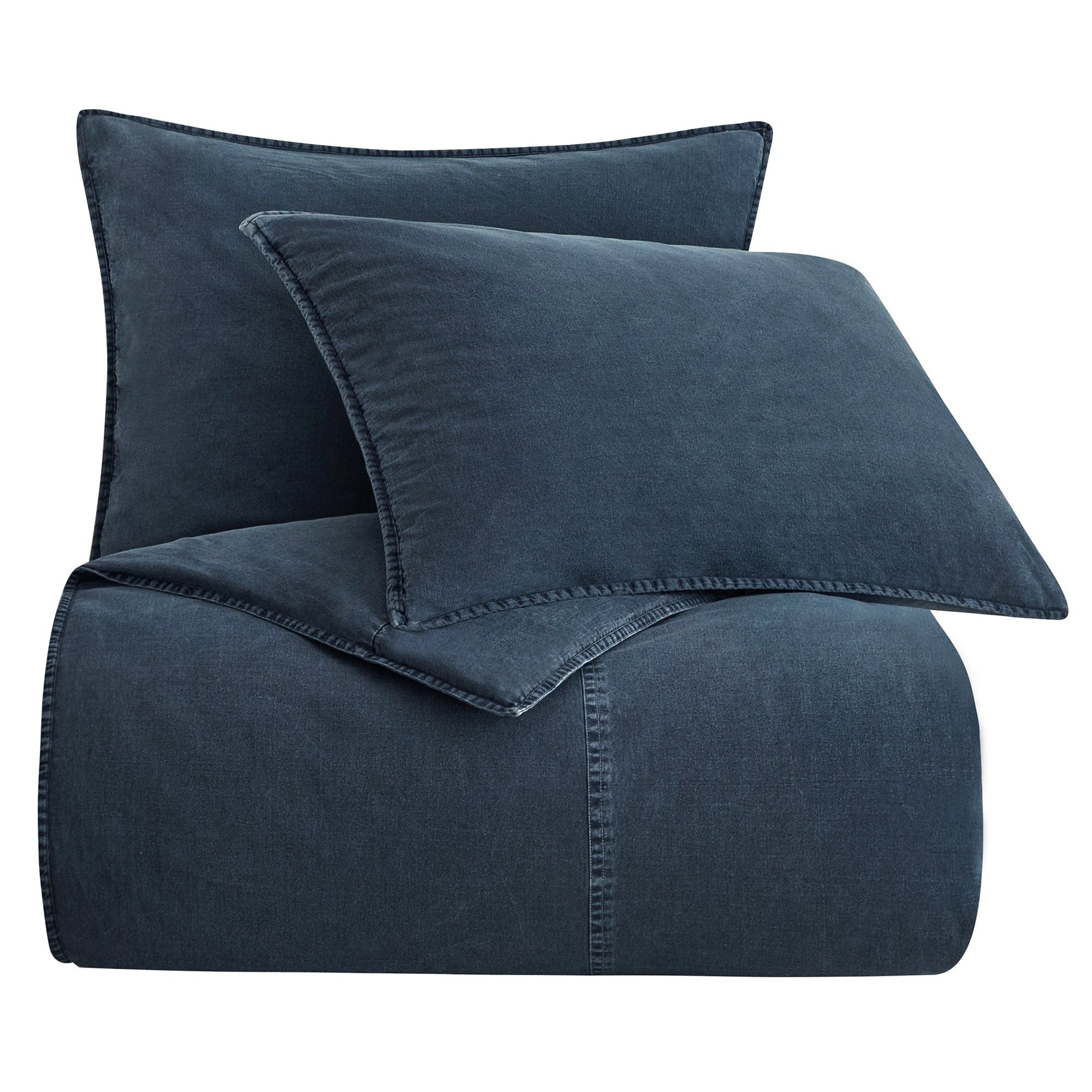 Cotton Canvas - Twin Stonewashed Duvet Cover Set (Set of 2) - Denim