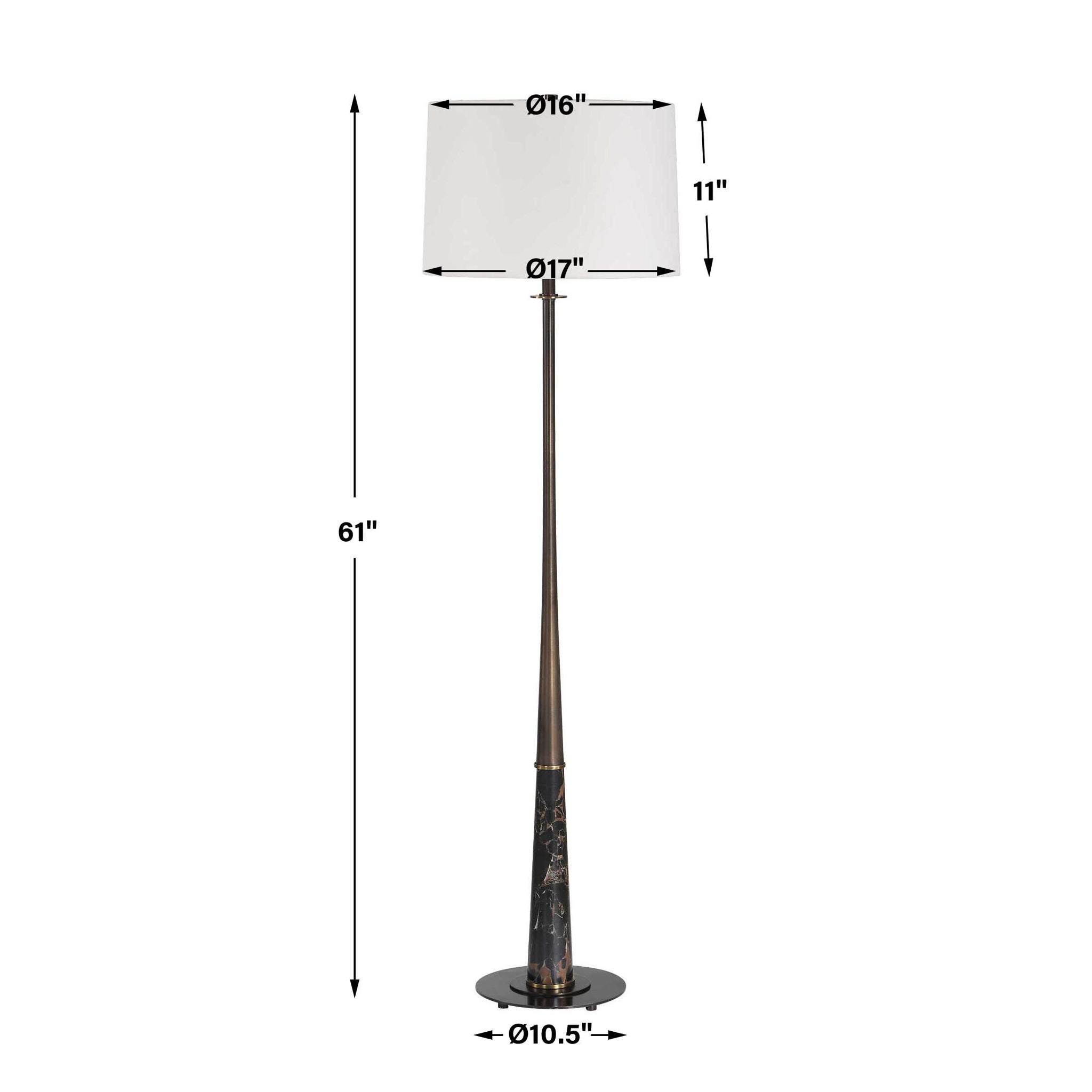 Tallarico - Brass & Marble Floor Lamp - Black / Bronze / Brown