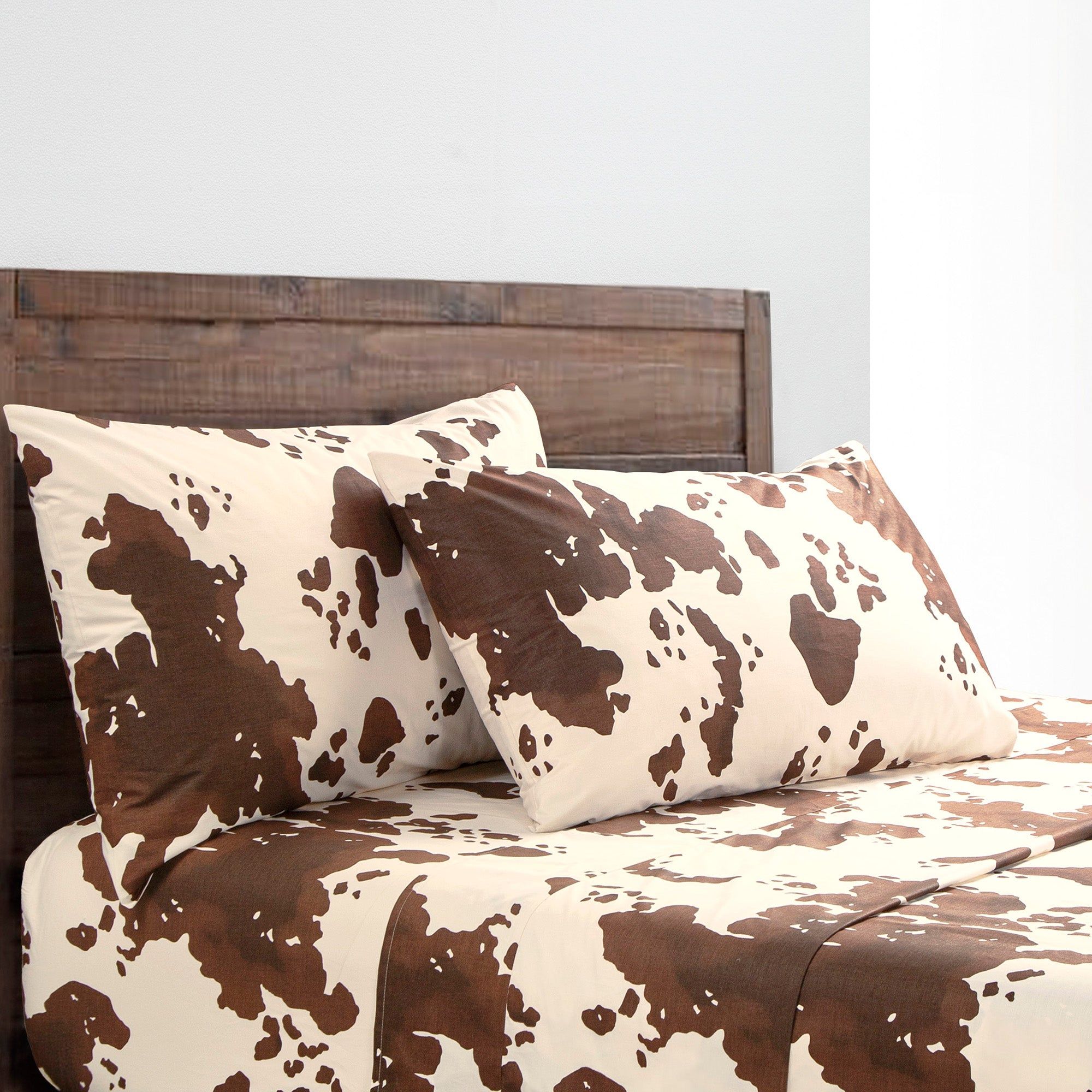 Elsa Cowhide - Twin 200TC Cotton Cowhide Sheet Set (Set of 3) - Chocolate