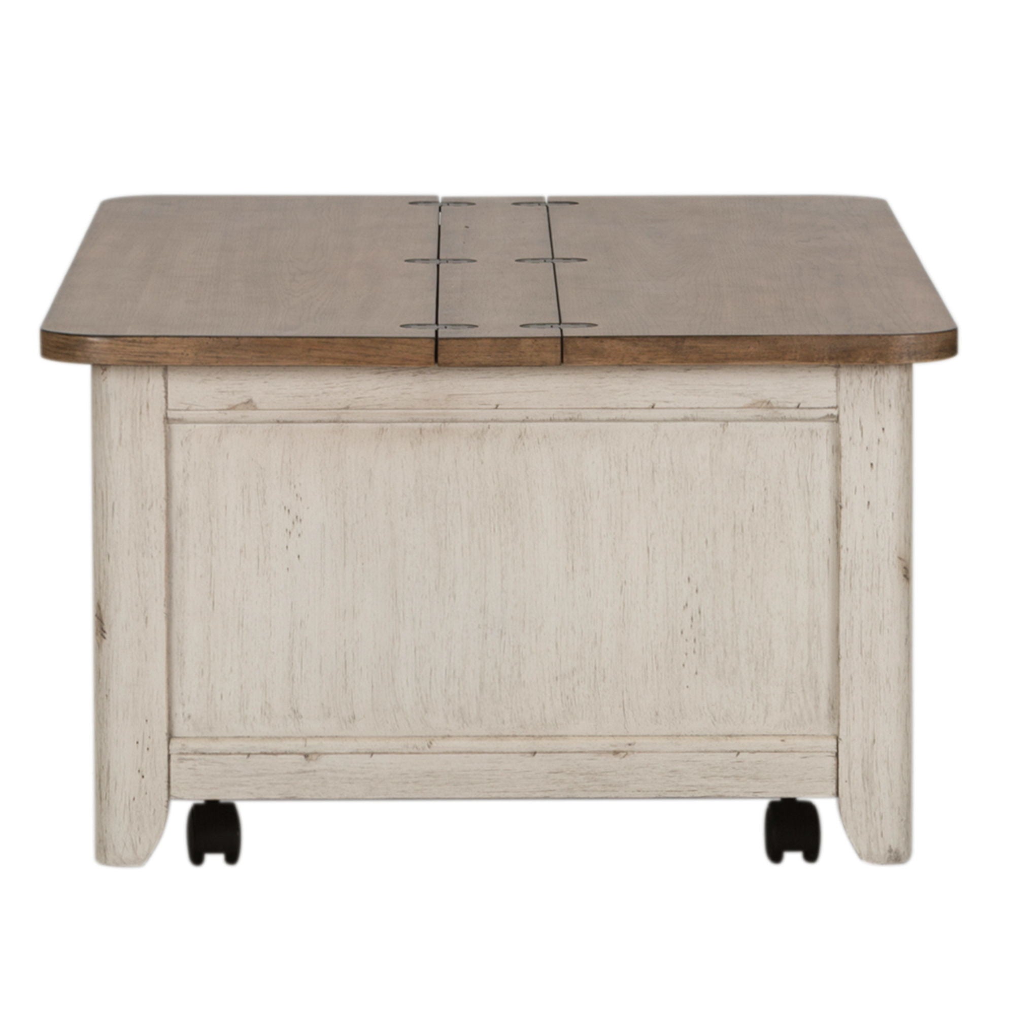Farmhouse Reimagined - Storage Trunk - Antique White / Chestnut Tops