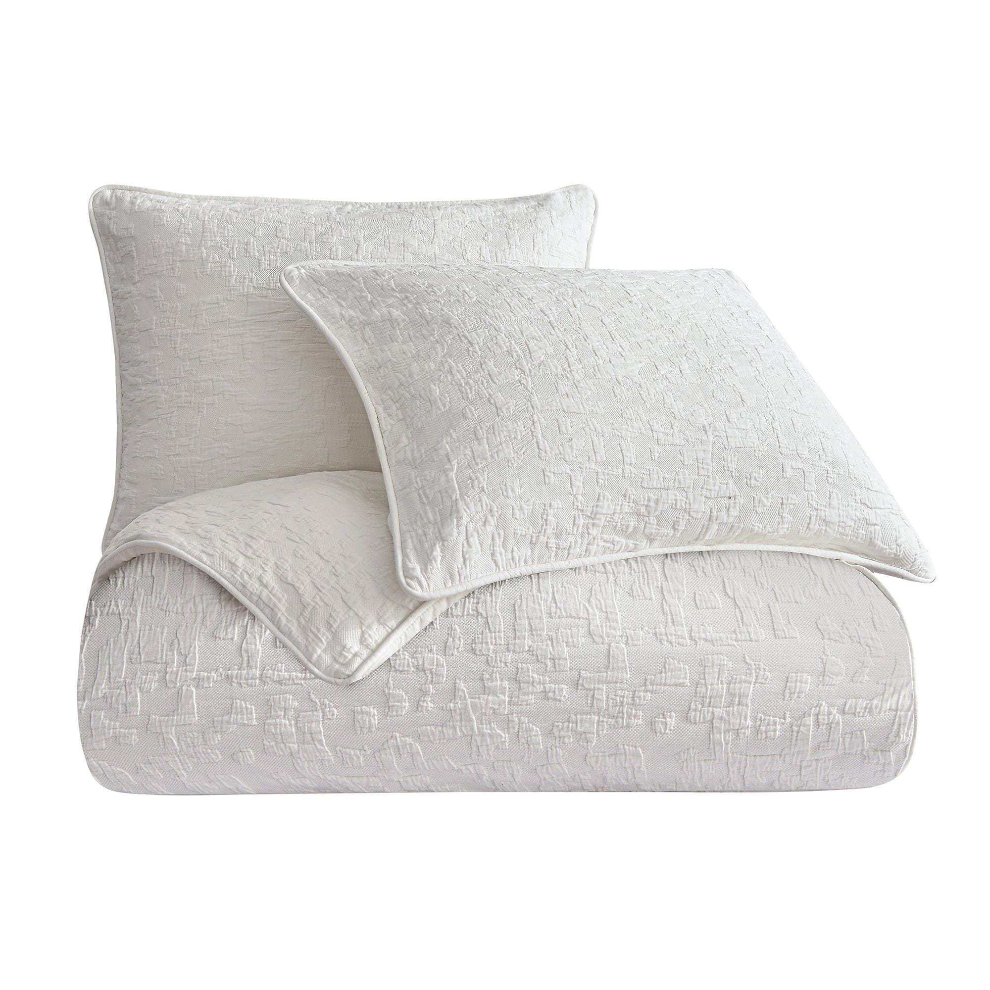 Porto Matelasse - King Duvet Cover Set (Set of 3) - Vintage White