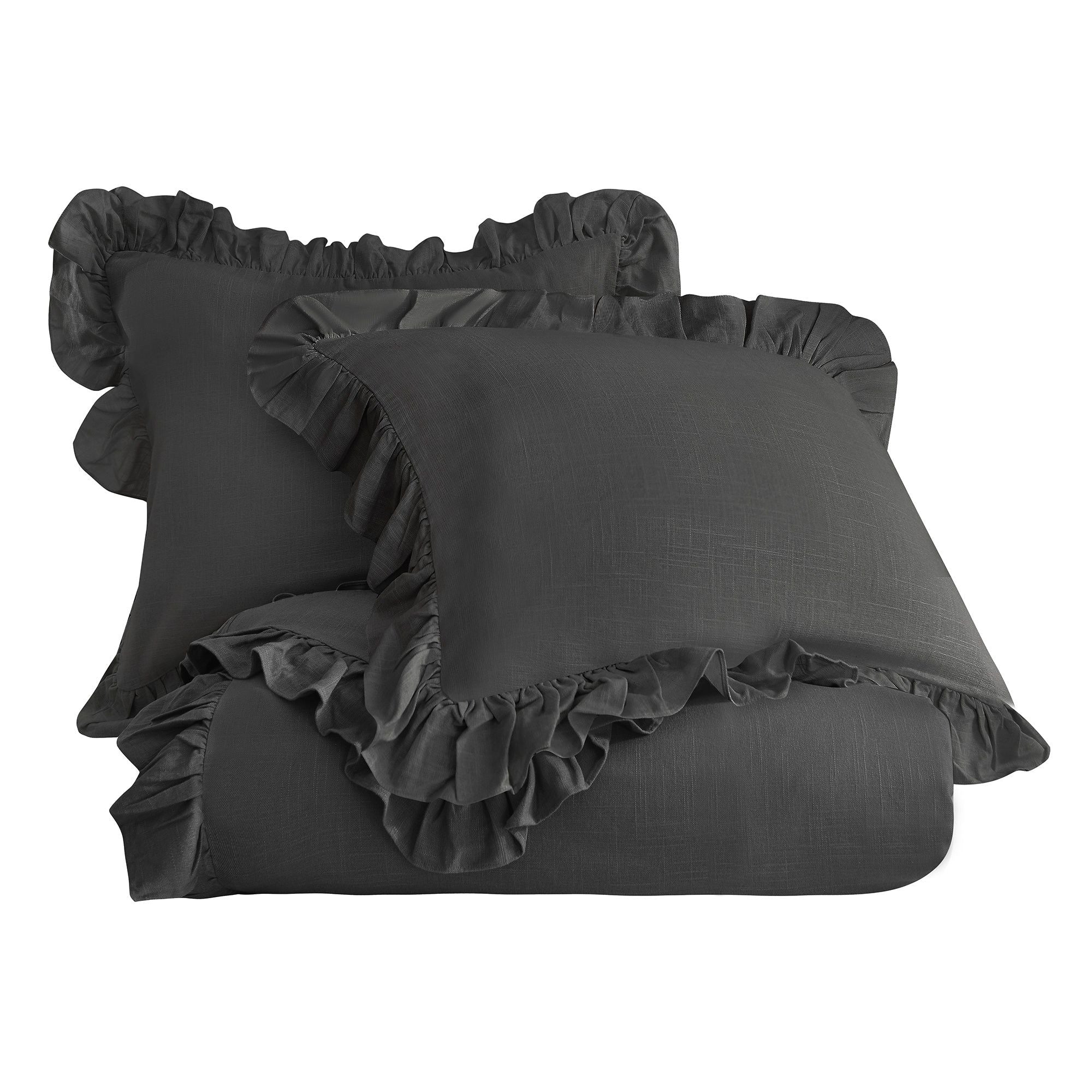 Lily - Queen Washed Linen Duvet Cover Set (Set of 3) - Slate
