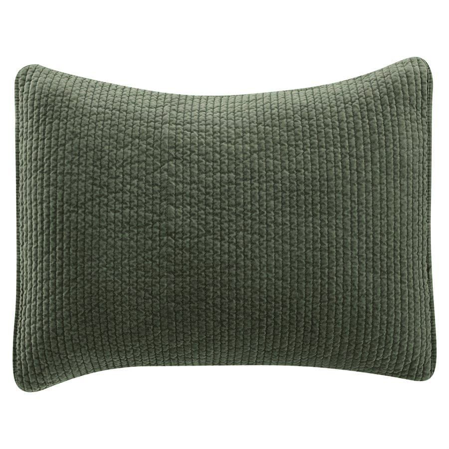 Stonewashed Cotton Velvet - 21" x 34" Quilted Pillow Sham - Fern Green