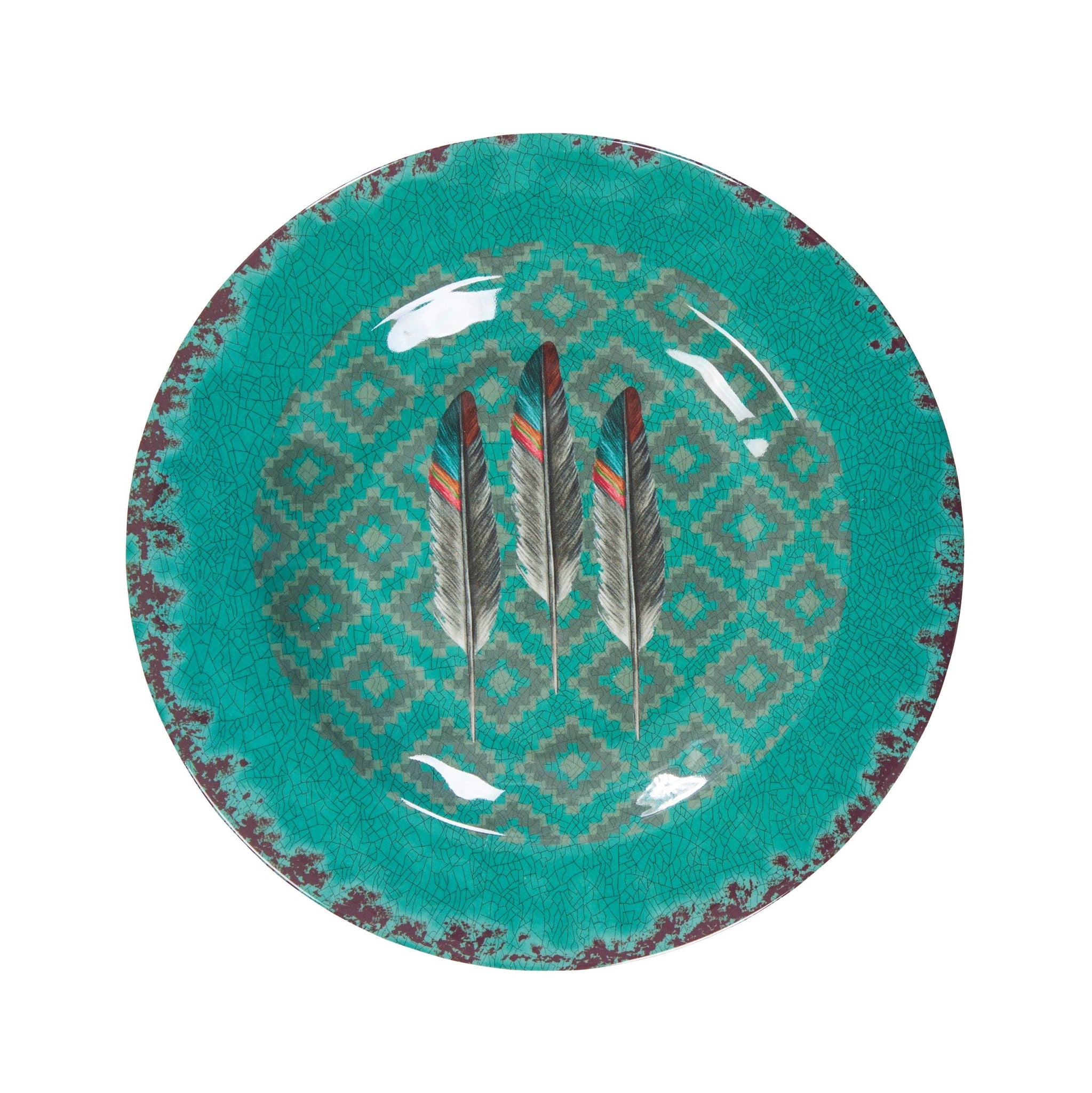 Tossed Feather - Feather Design Melamine Salad Plate (Set of 4) - Turquoise