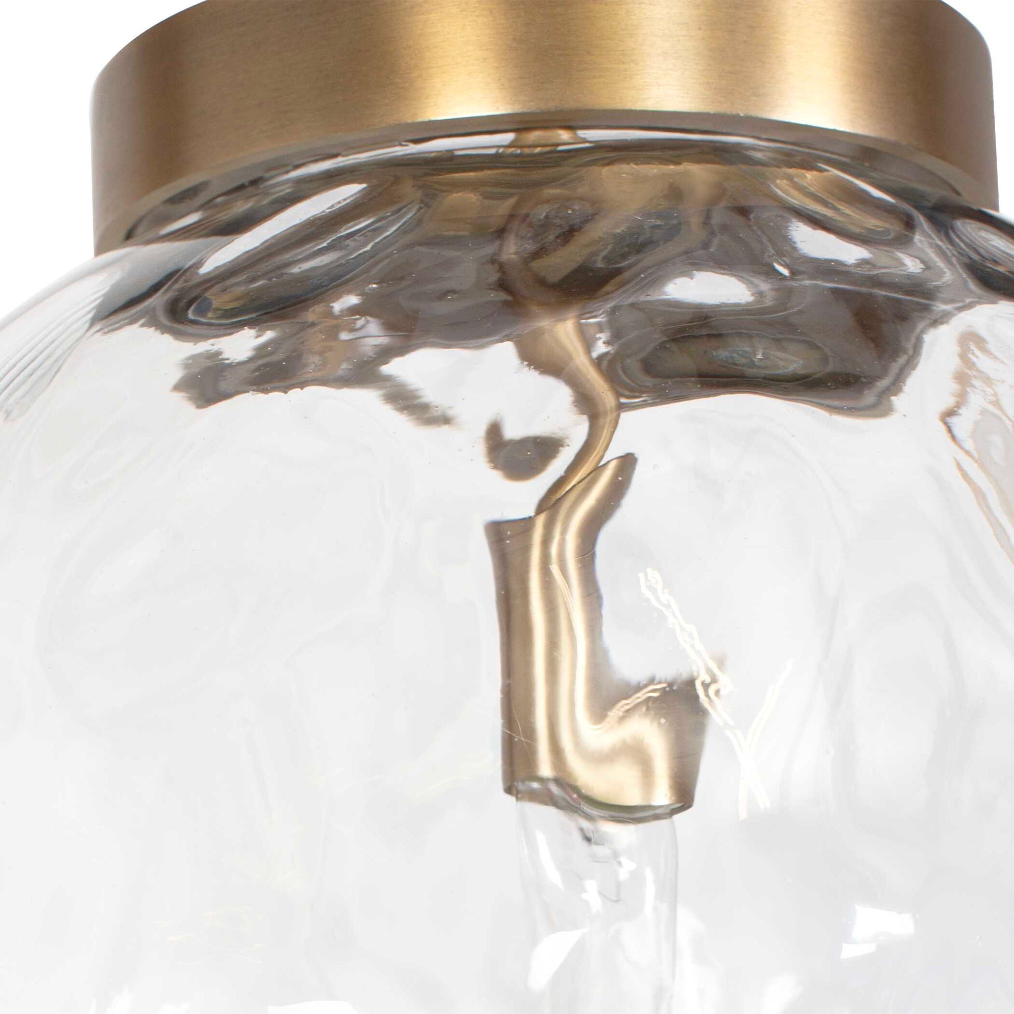 Gaia - 1 Light Watered Glass Pendant - Brass