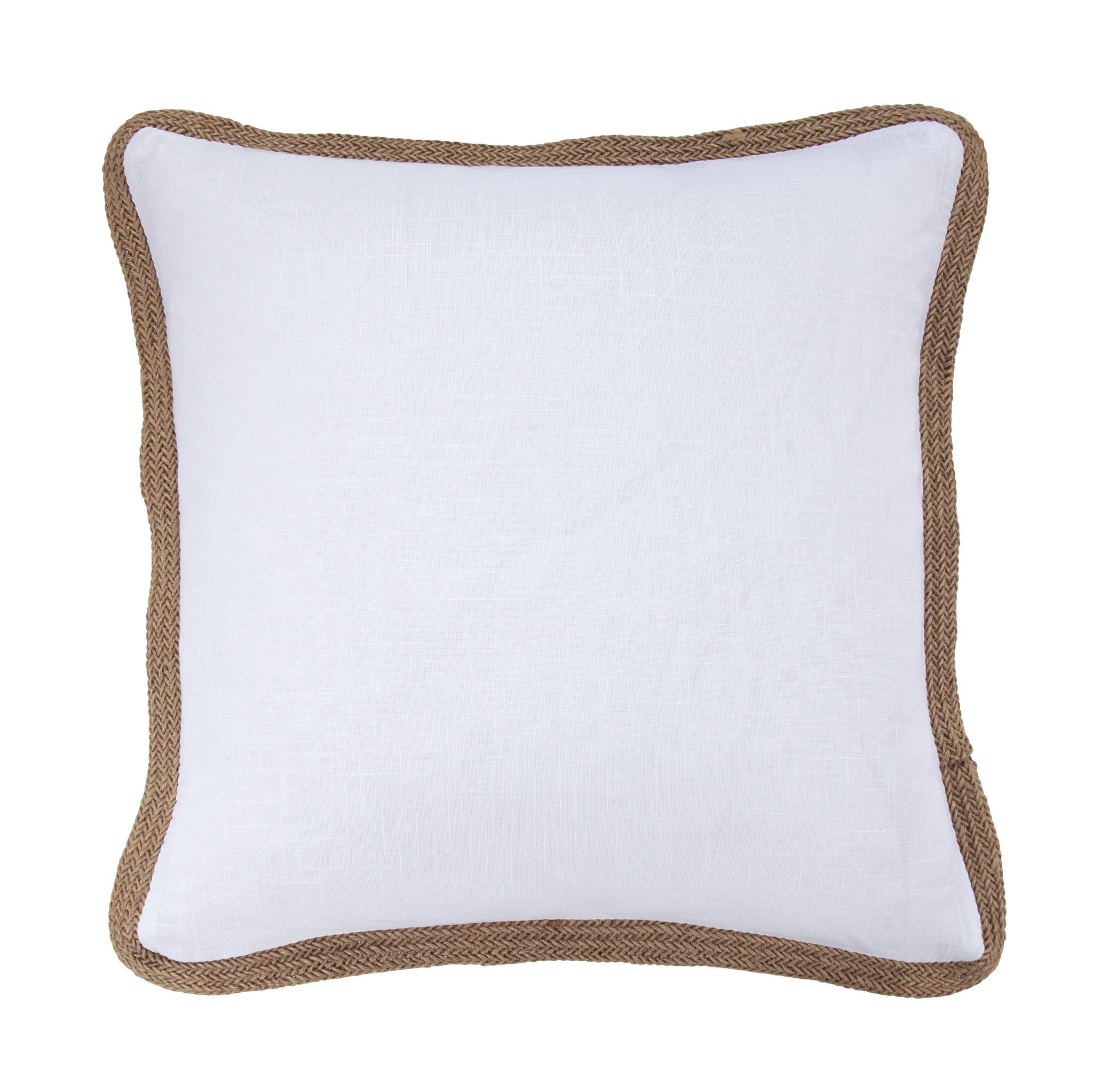 Luna - Washed Linen Jute Trimmed Euro Sham - White