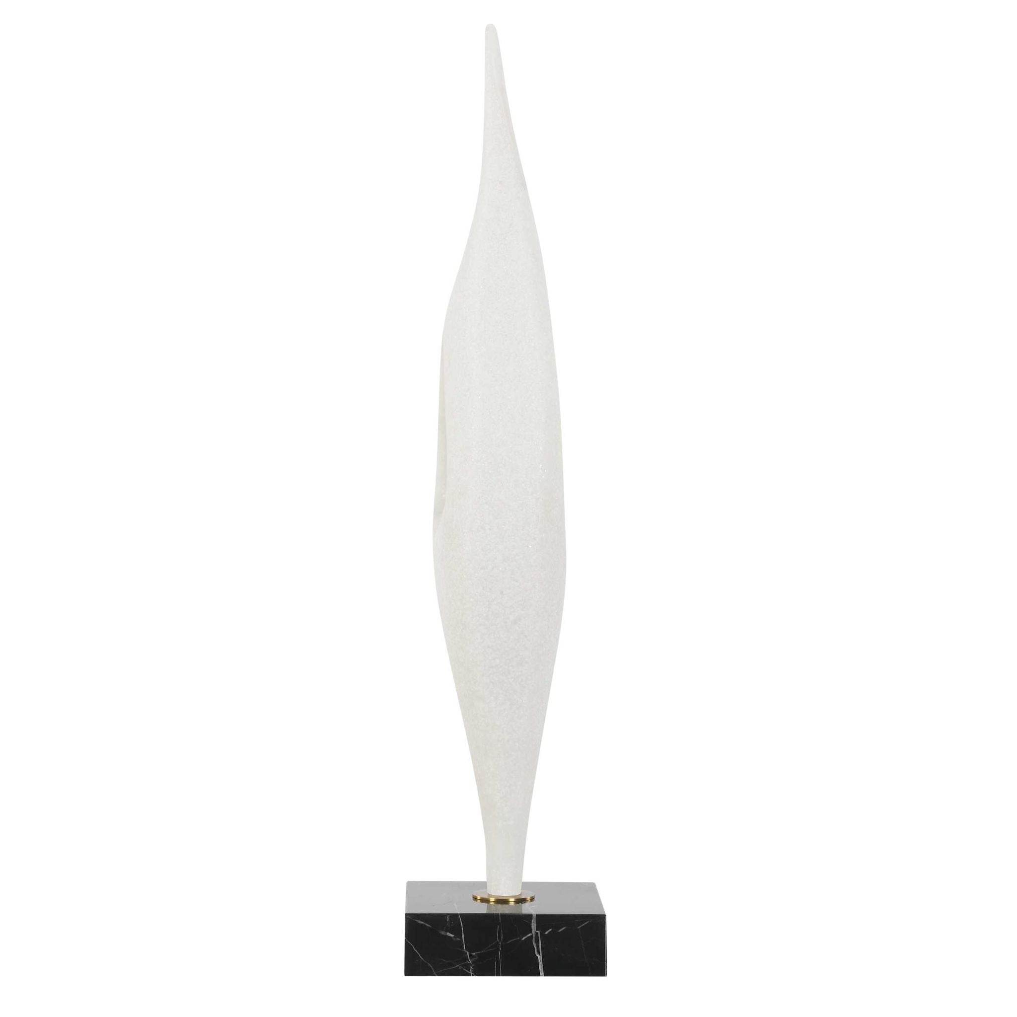Fluid Drop - Stone Sculpture - White