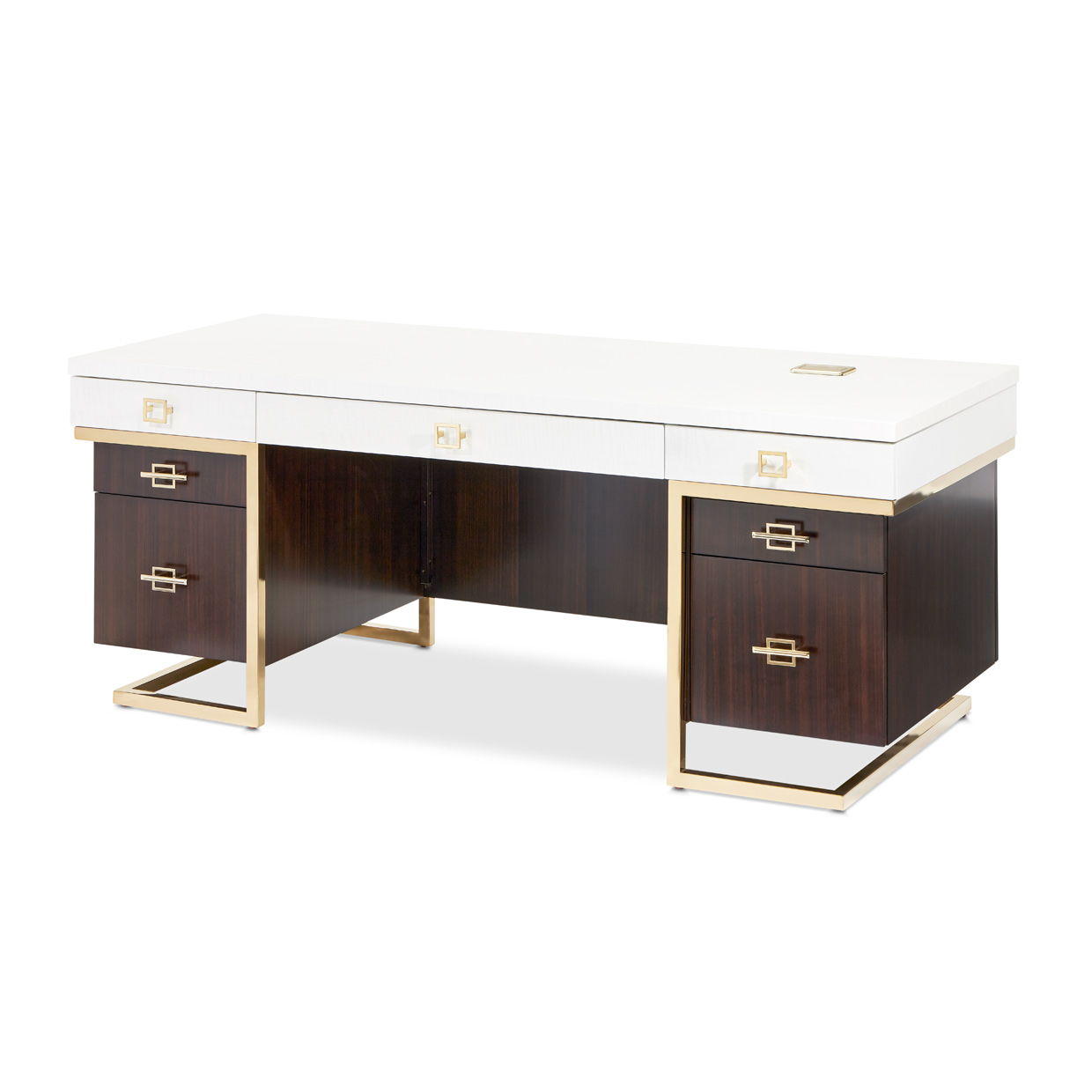 Belmont Place - Desk - White / Dark Brown