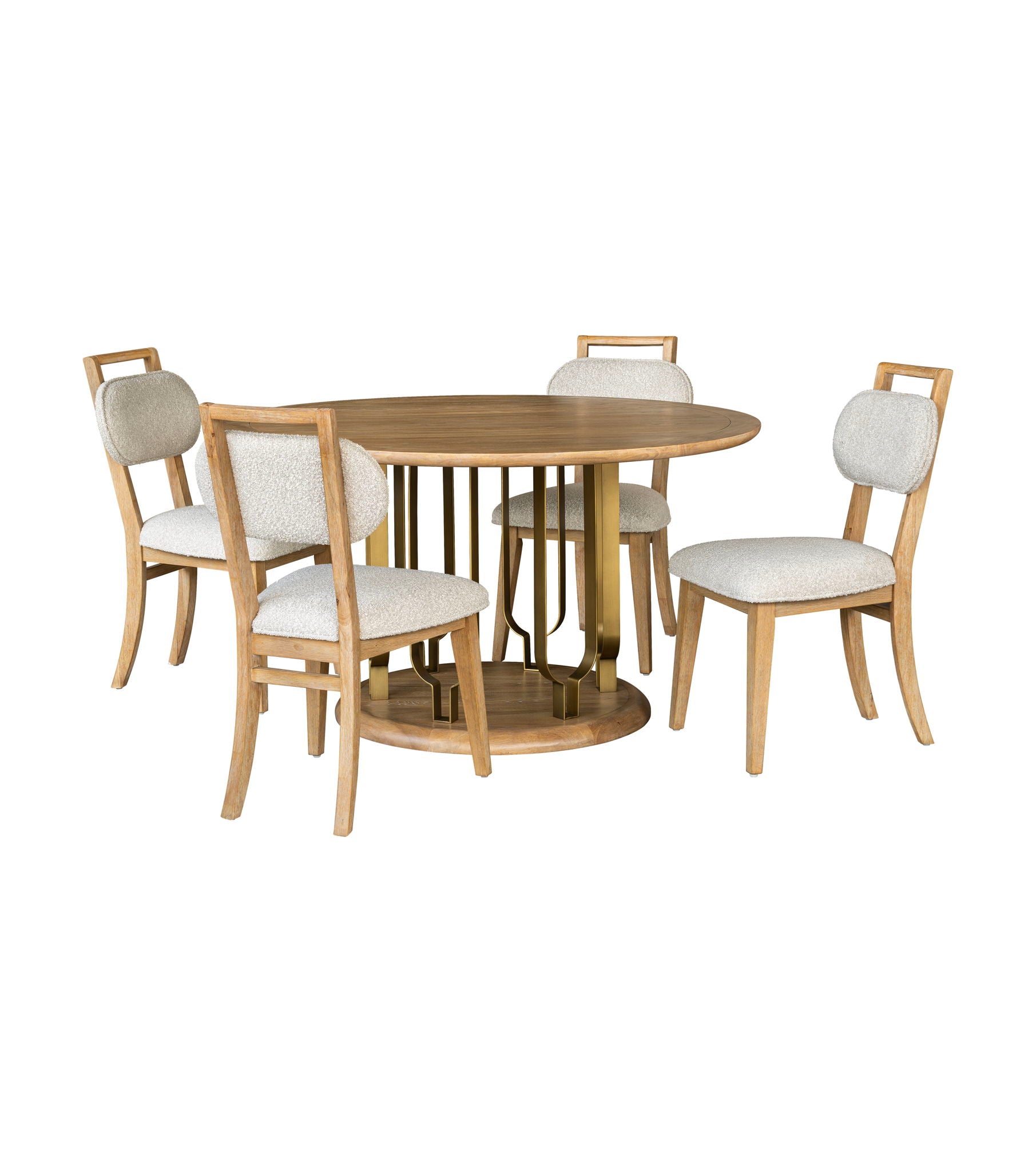Ryder - Dining Table - Chestnut Elm / Antique Brass