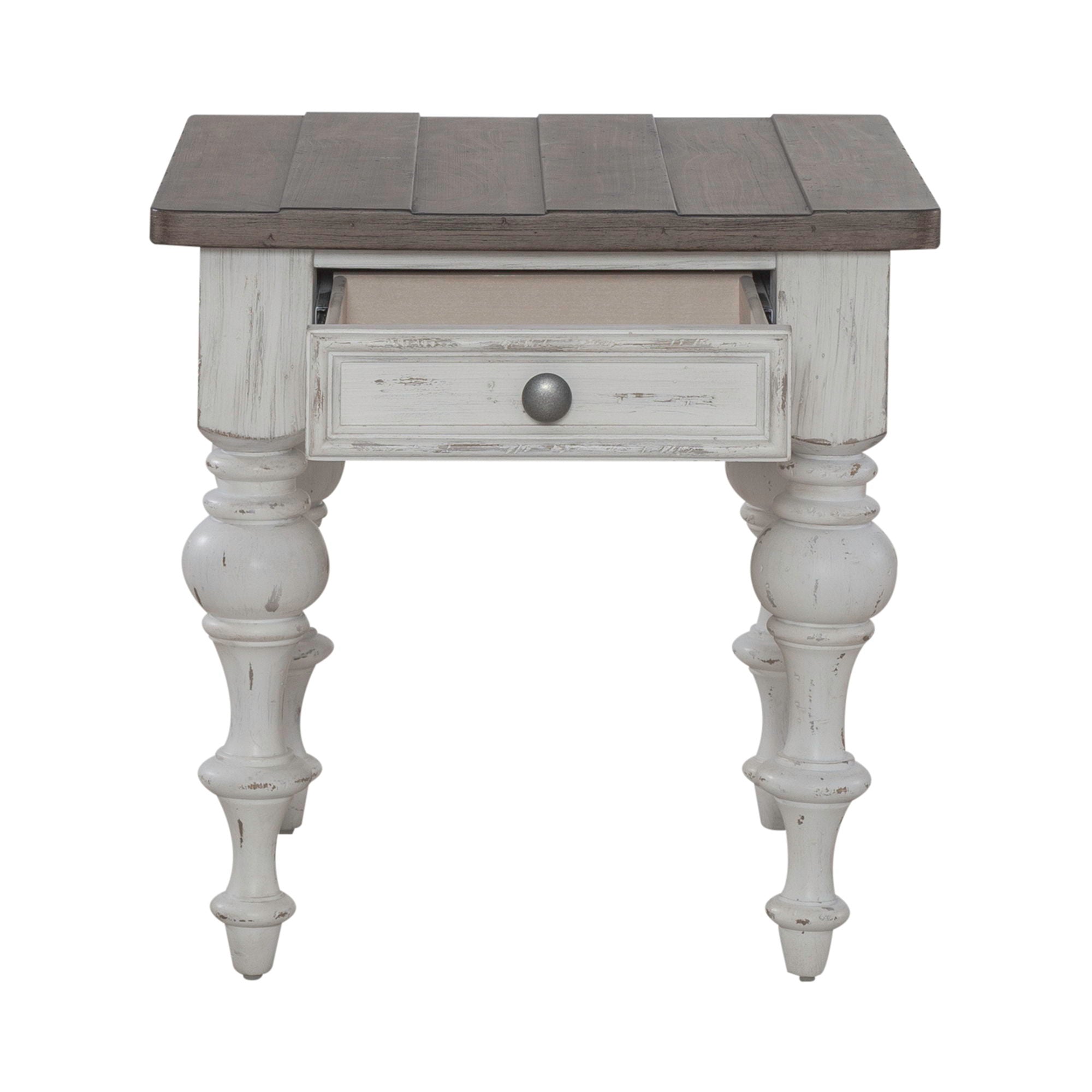 River Place - End Table - Riverstone White & Tobacco