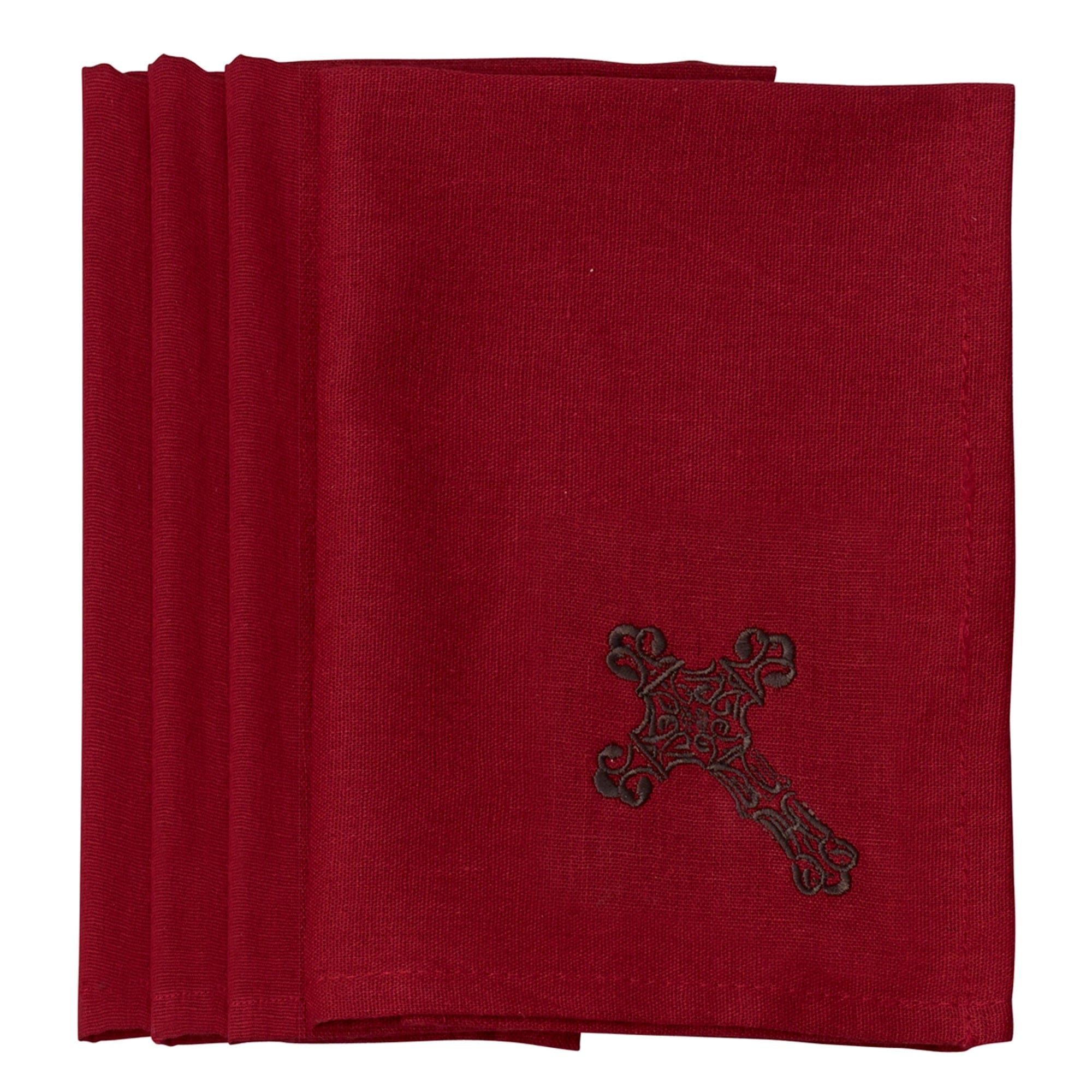 Western Cross - 16" x 16" Cross Napkin Set (Set of 4), 2 Per Carton - Red