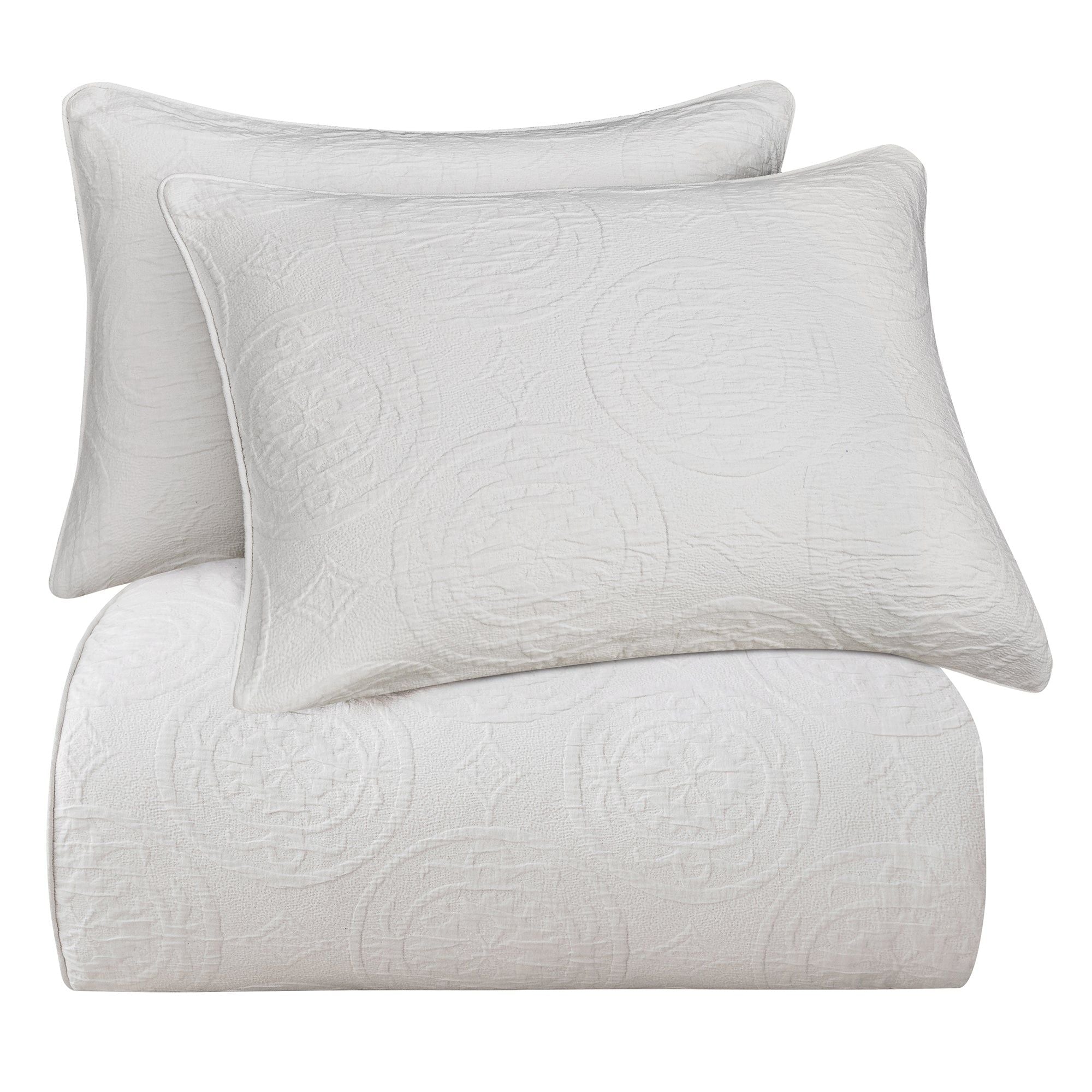 Verona Matelasse - Queen Duvet Cover Set (Set of 3) - Vintage White