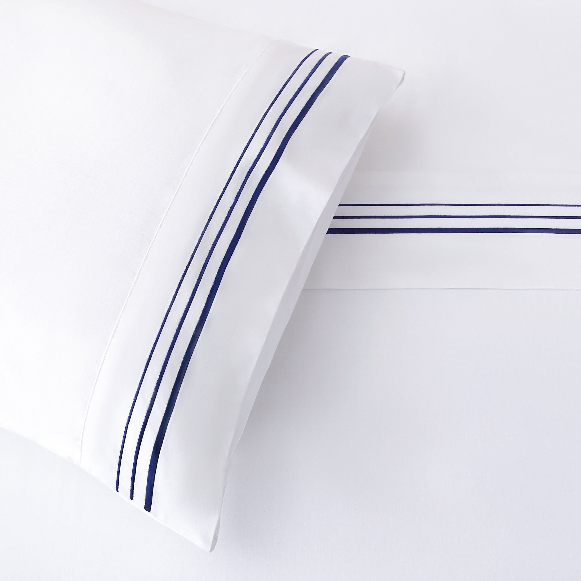 Border Embroidery - Queen Sheet Set (Set of 4) - Navy