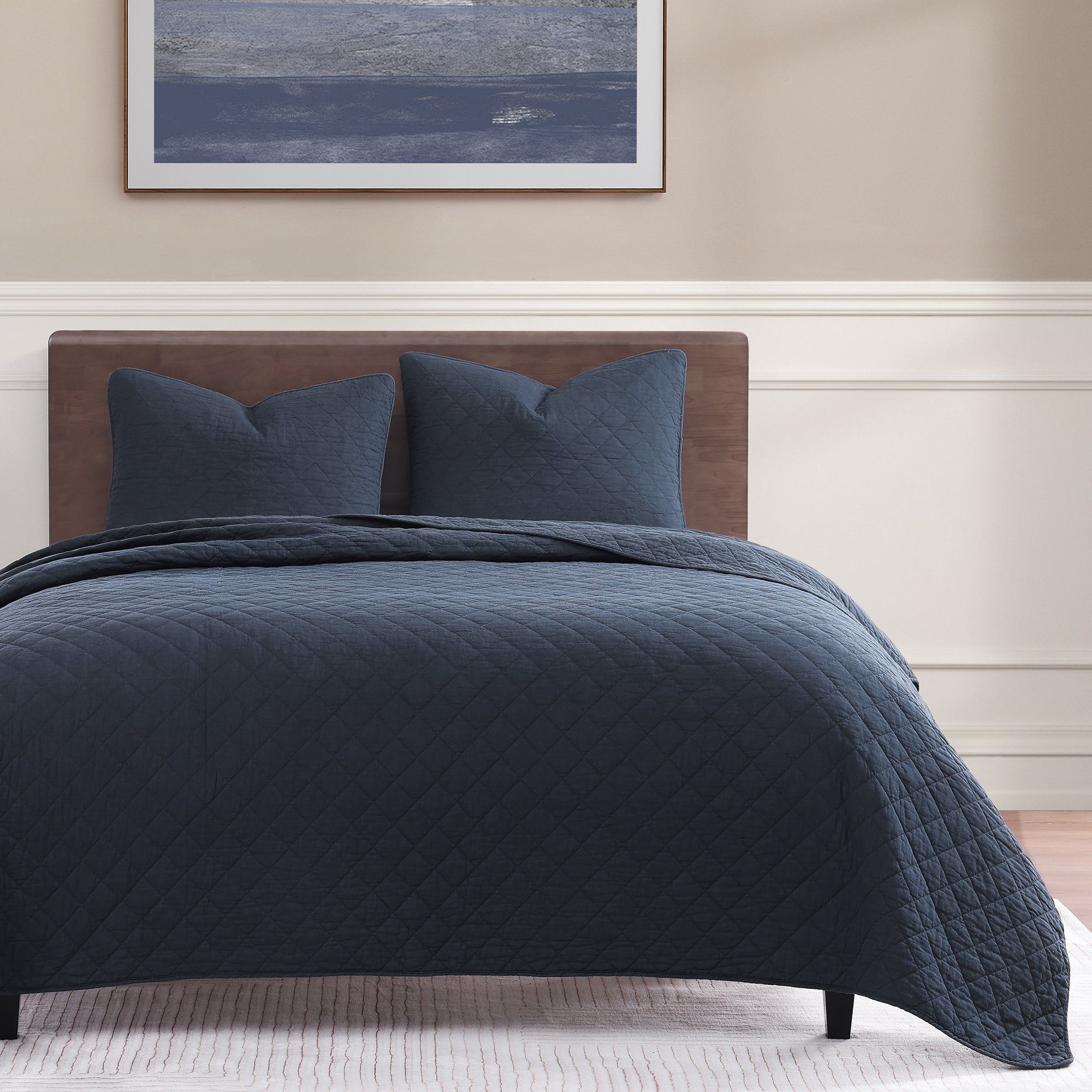 Cotton Comfort - Full/Queen Quilt Set (Set of 3) - Navy