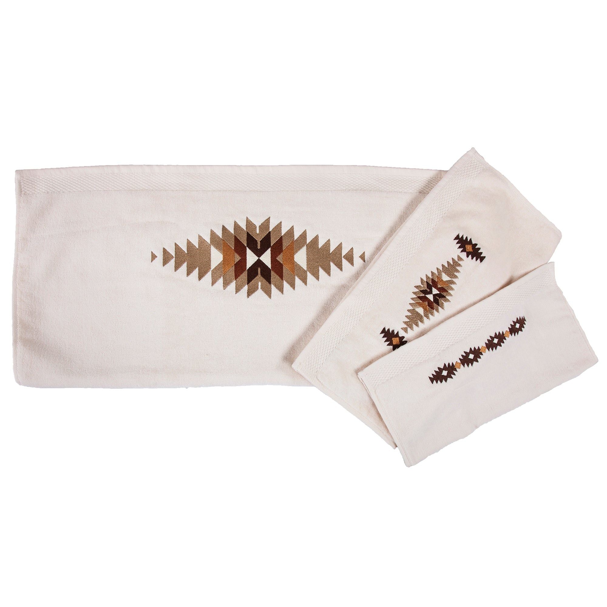 Yosemite - Embroidered Towel Set (Set of 3), 2 Per Carton - Cream