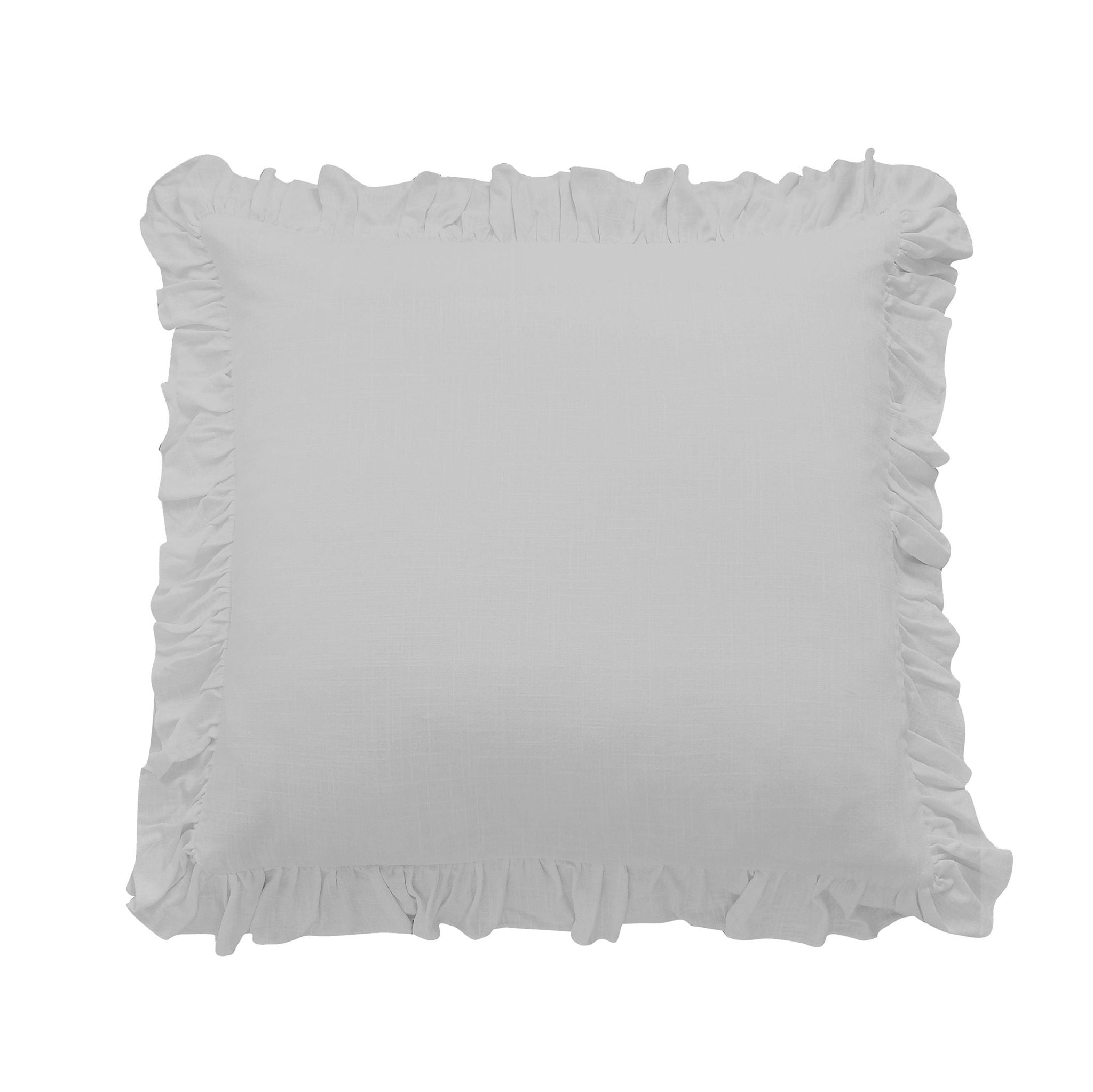 Lily - Washed Linen Ruffled Euro Sham - Light Gray