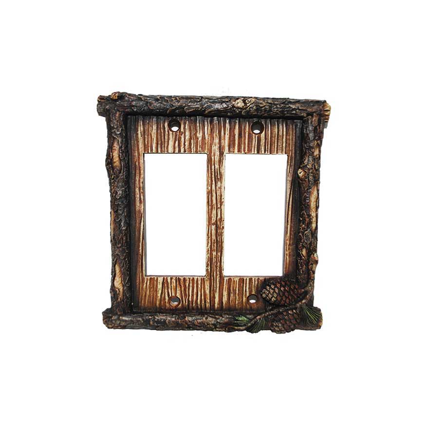 Pine Cone Switch Plate - 5" x 5" Pine Cone Double Rocker Wall Switch Plate 4 Per Carton - Multi