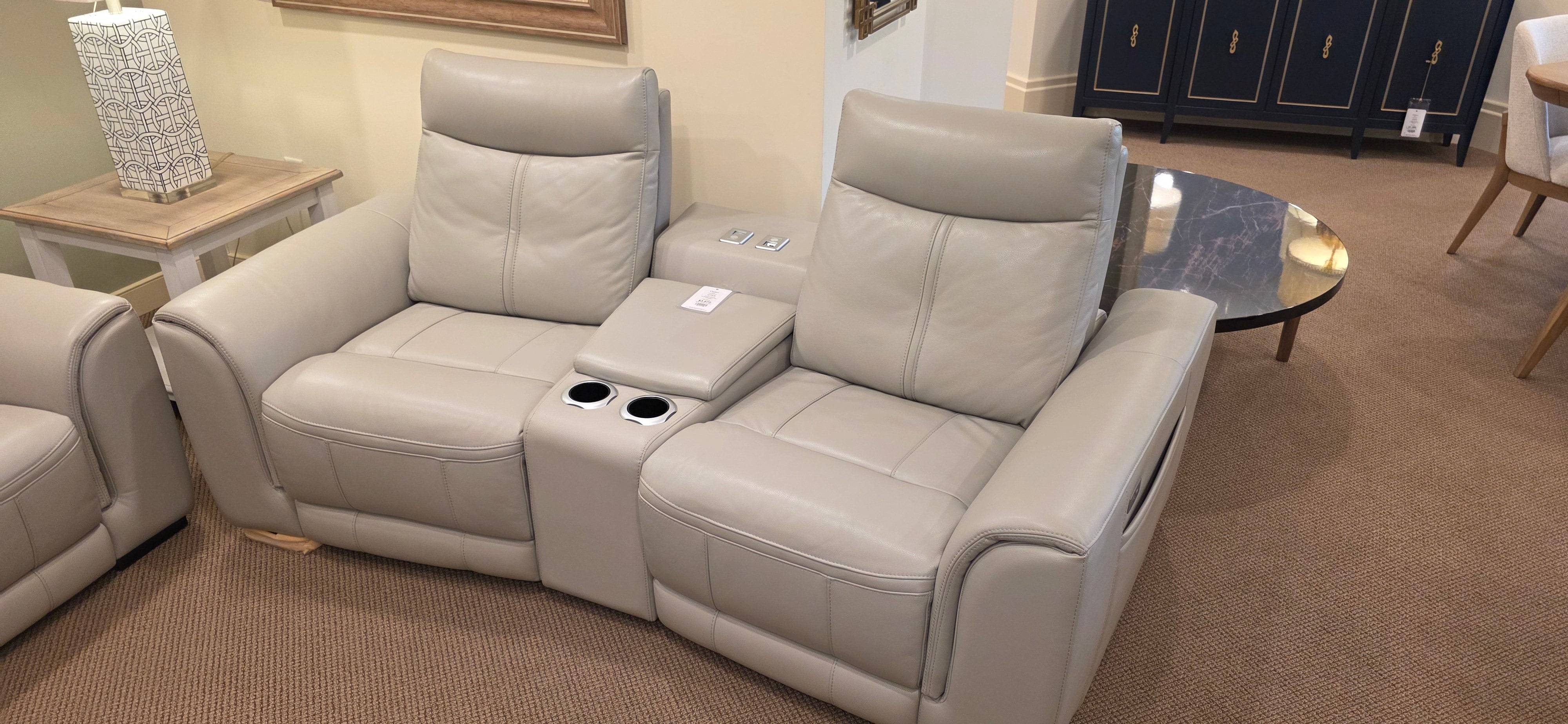 Bentley 3-Piece Light Grey Leather Loveseat