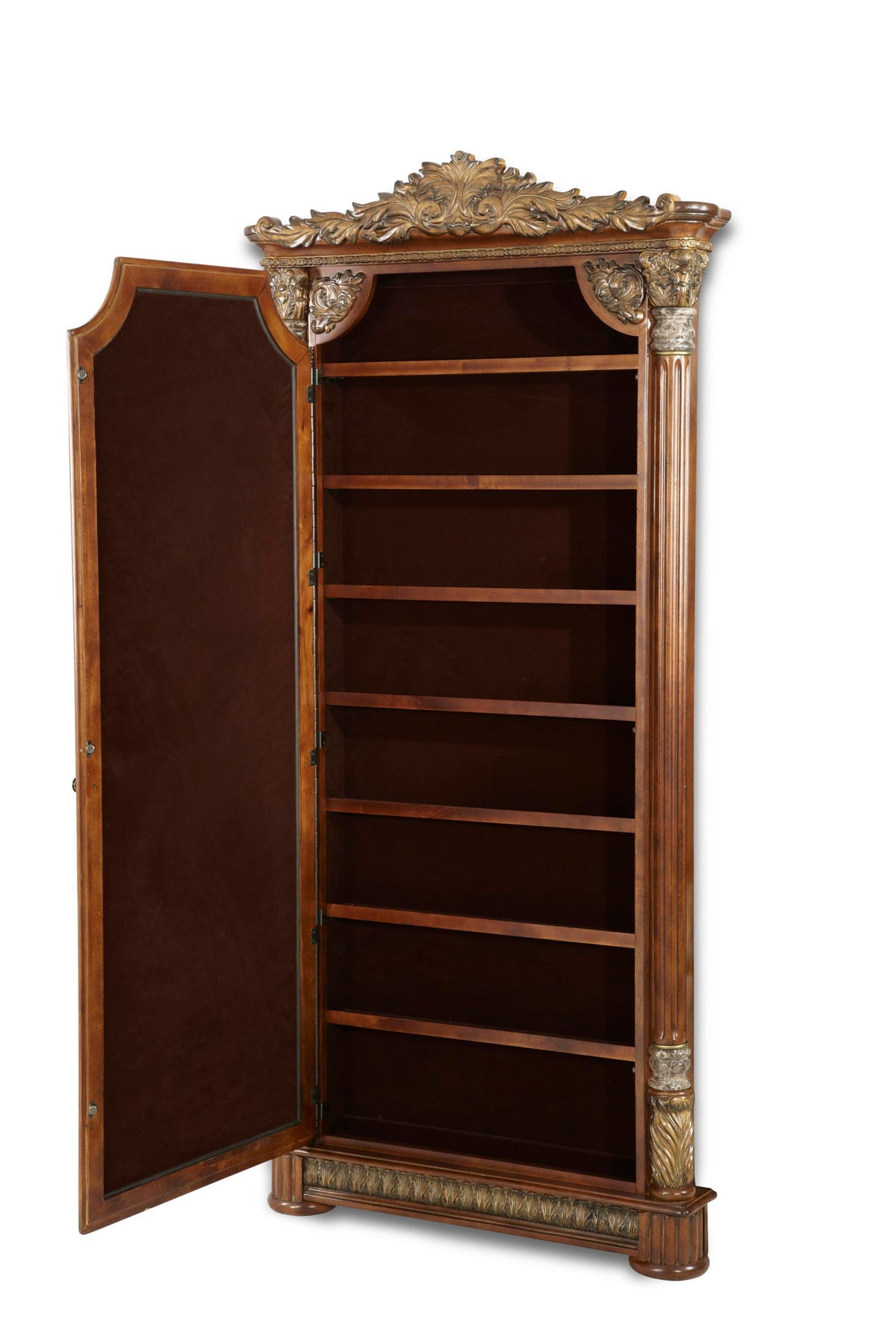 Villa Valencia - Accent Floor Wall Mirror With Storage - Classic Chestnut