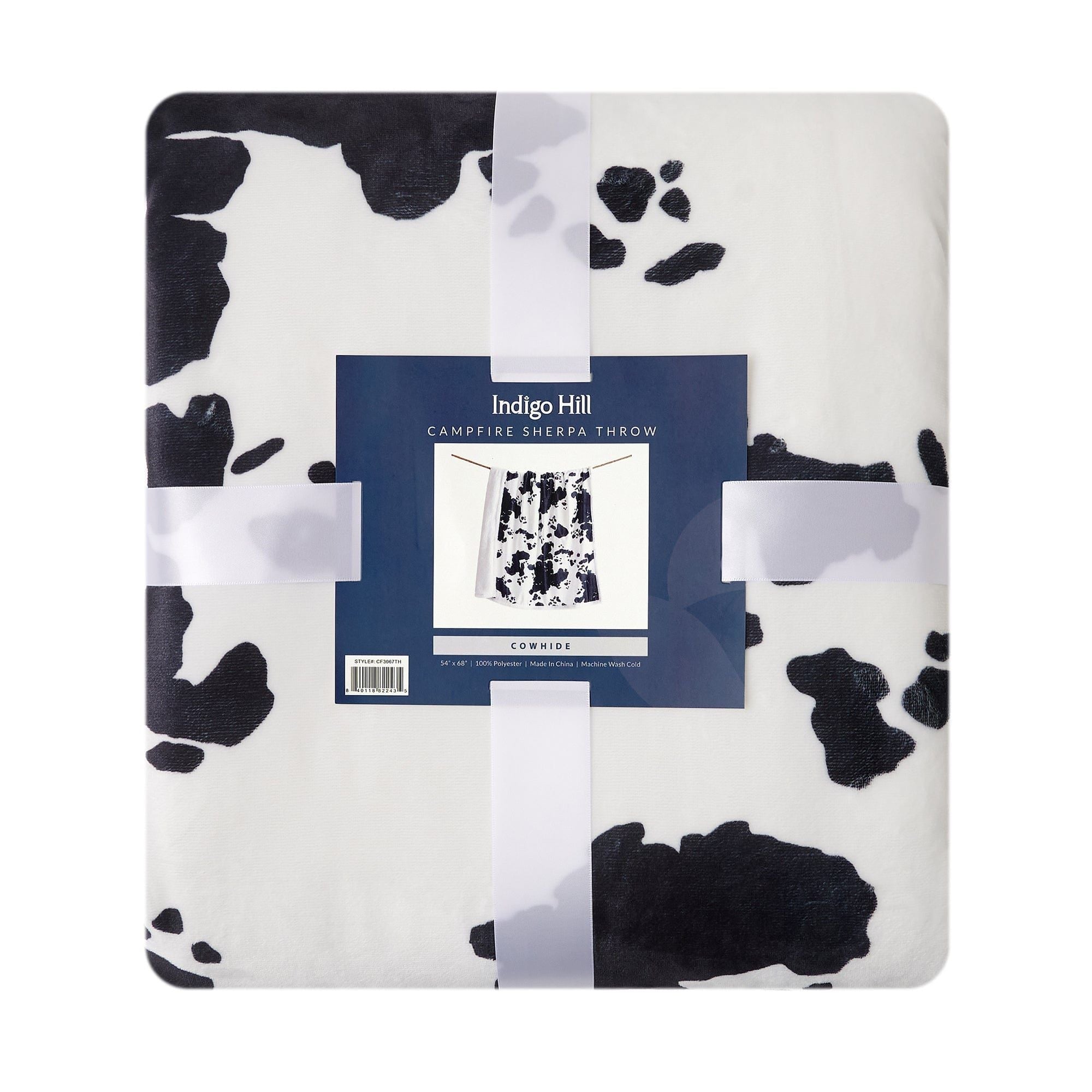Campfire - Elsa Cowhide Campfire Sherpa Throw 6 Per Carton - Black / White
