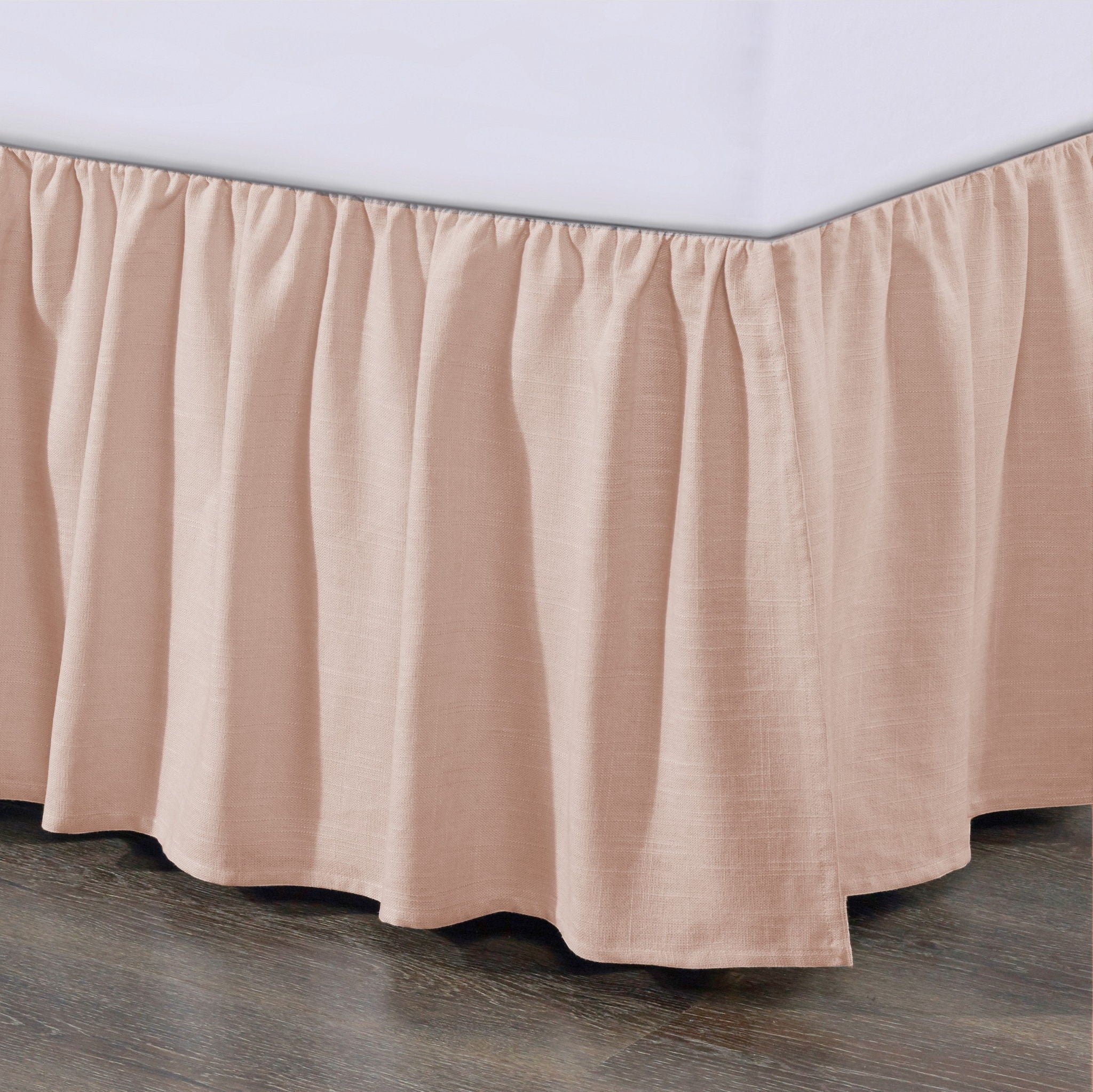 Lily - King Washed Linen Gathered Bed Skirt - Blush