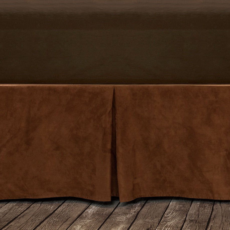 Copper Suede - Queen Faux Suede Bed Skirt - Copper