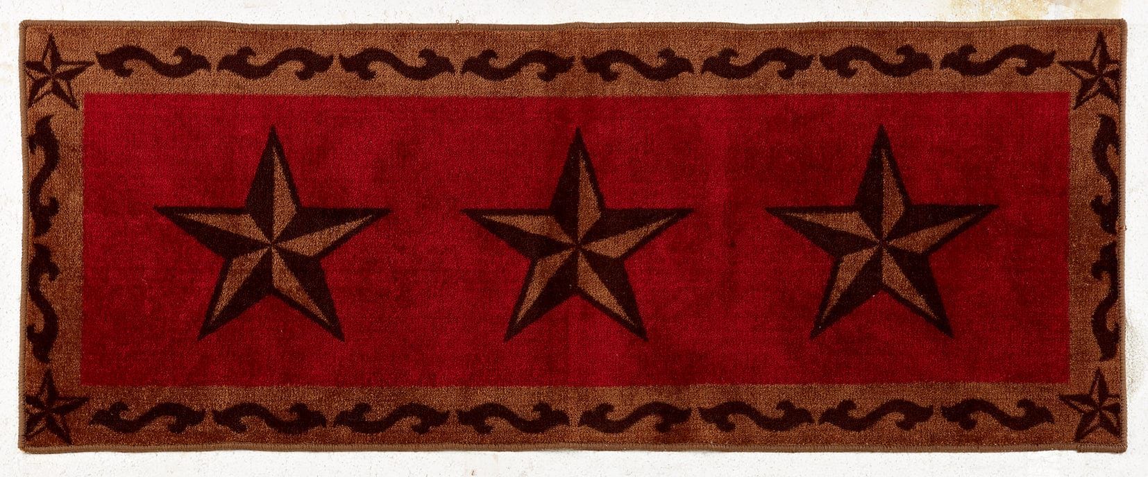 Rustic Star - 3-Star Scroll Motif Rug 2 Per Carton - Red / Brown
