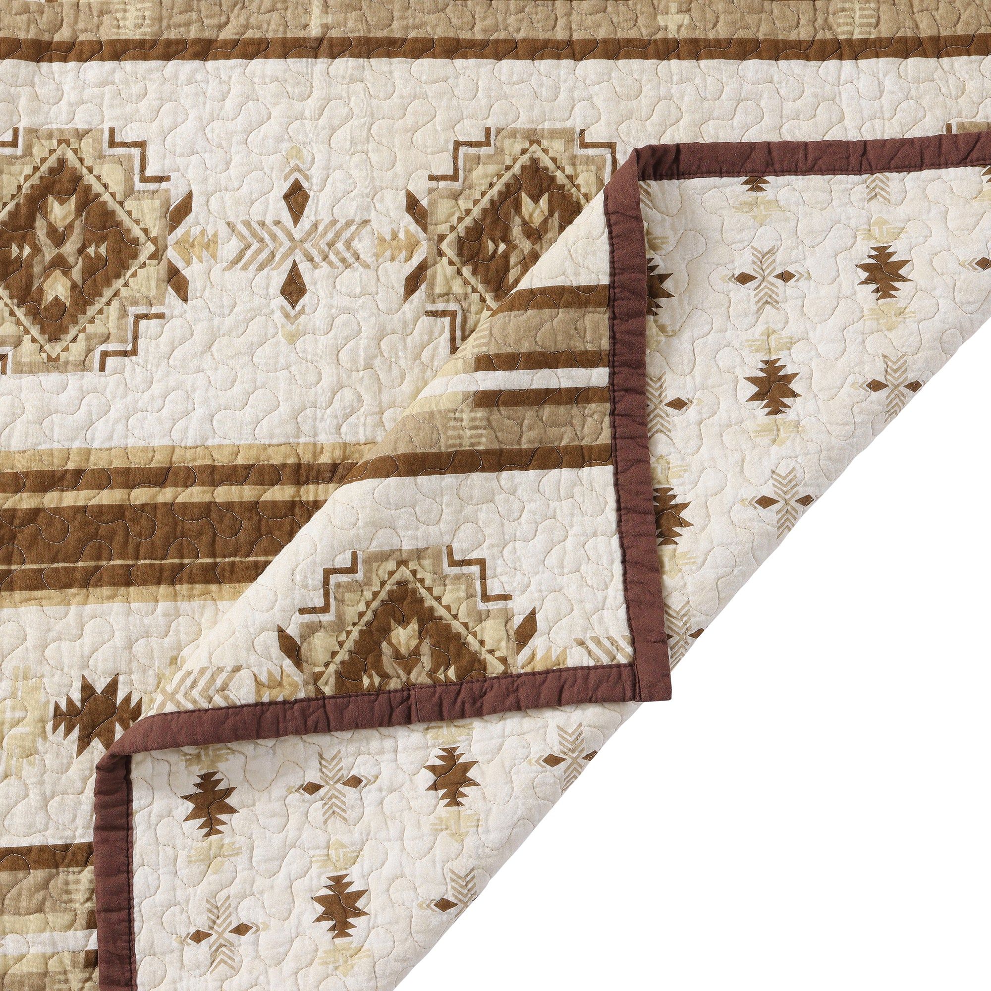 Dakota - King Reversible Quilt Set With 2 King Shams (Set of 3) - Tan