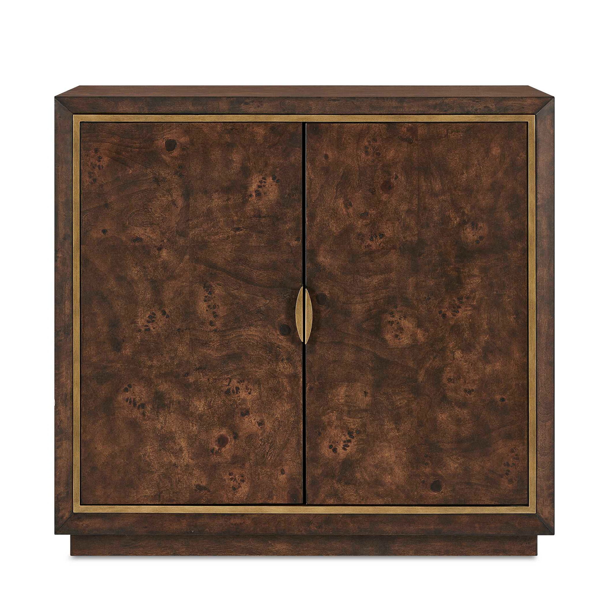 Flores - Burl Wood 2 Door Cabinet - Brass,Woodtone