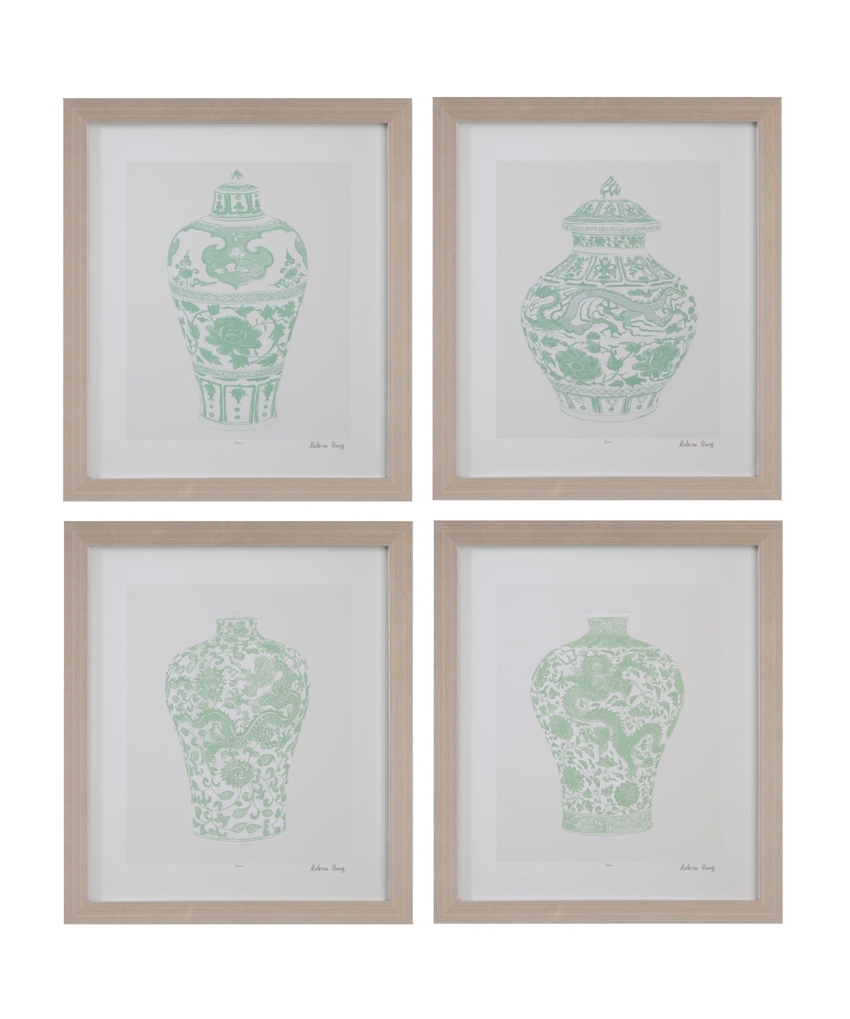 Mint Vases II Framed Print - Green / Beige