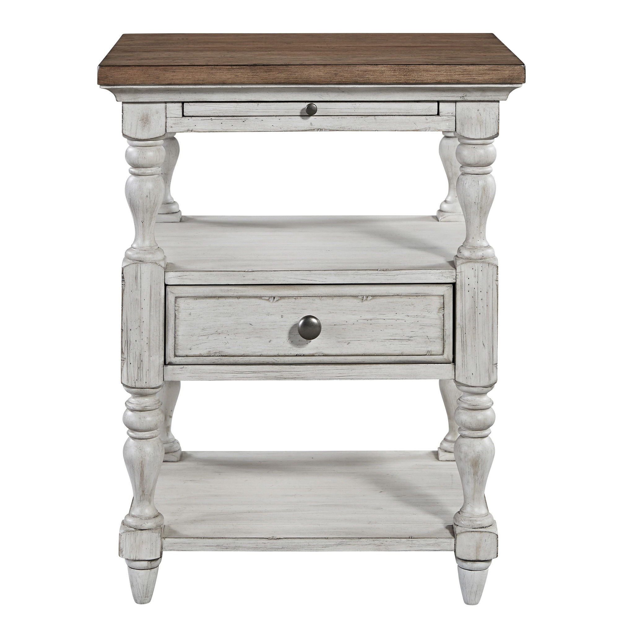 Farmhouse Reimagined - 1 Drawer Nightstand - Antique White / Chestnut Tops