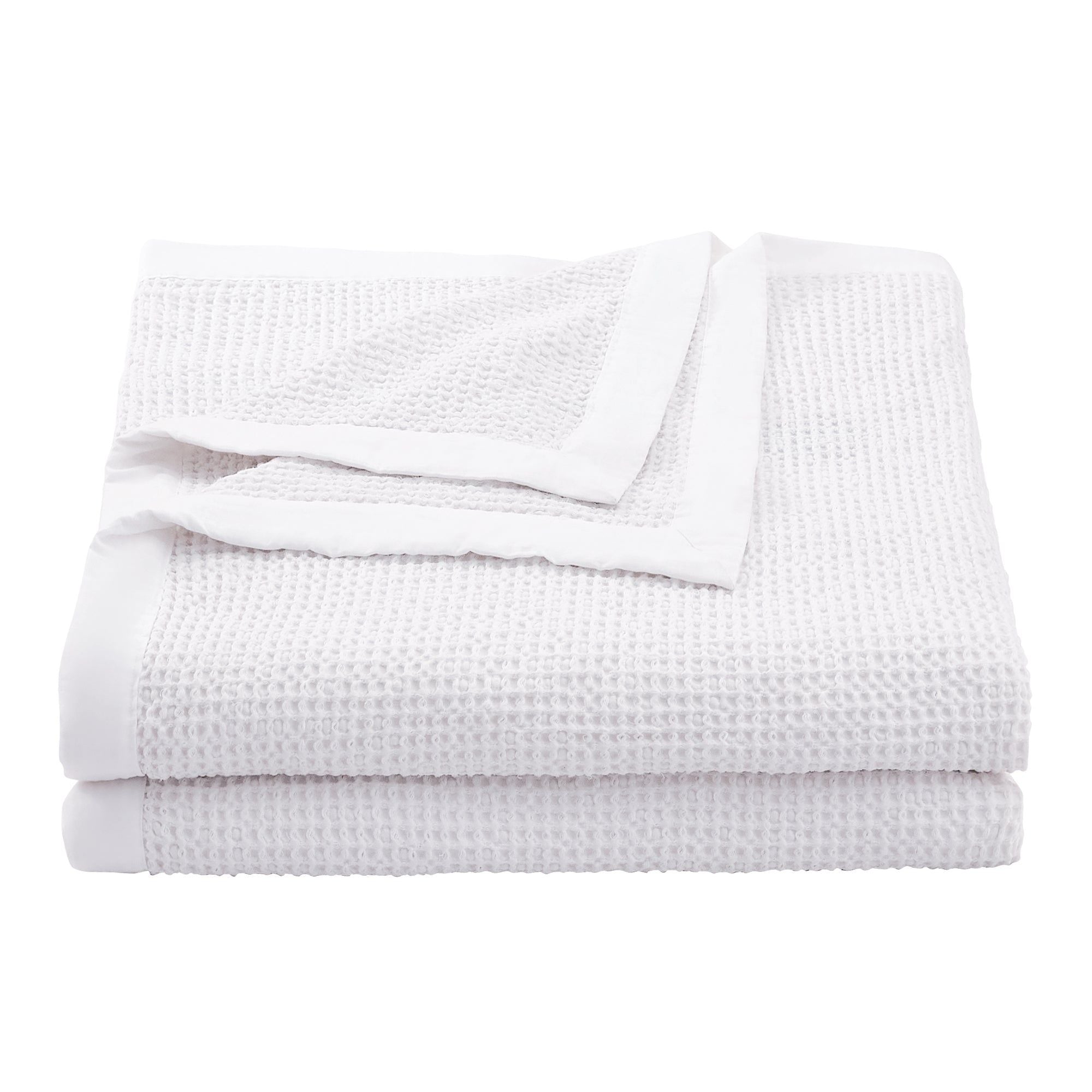 Stonewashed Cotton Waffle Weave - Full/Queen Coverlet - White