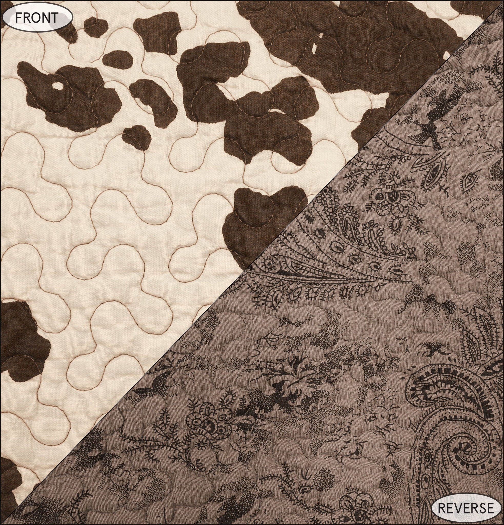 Elsa Cowhide - Twin Reversible Quilt Set (Set of 2) - Chocolate