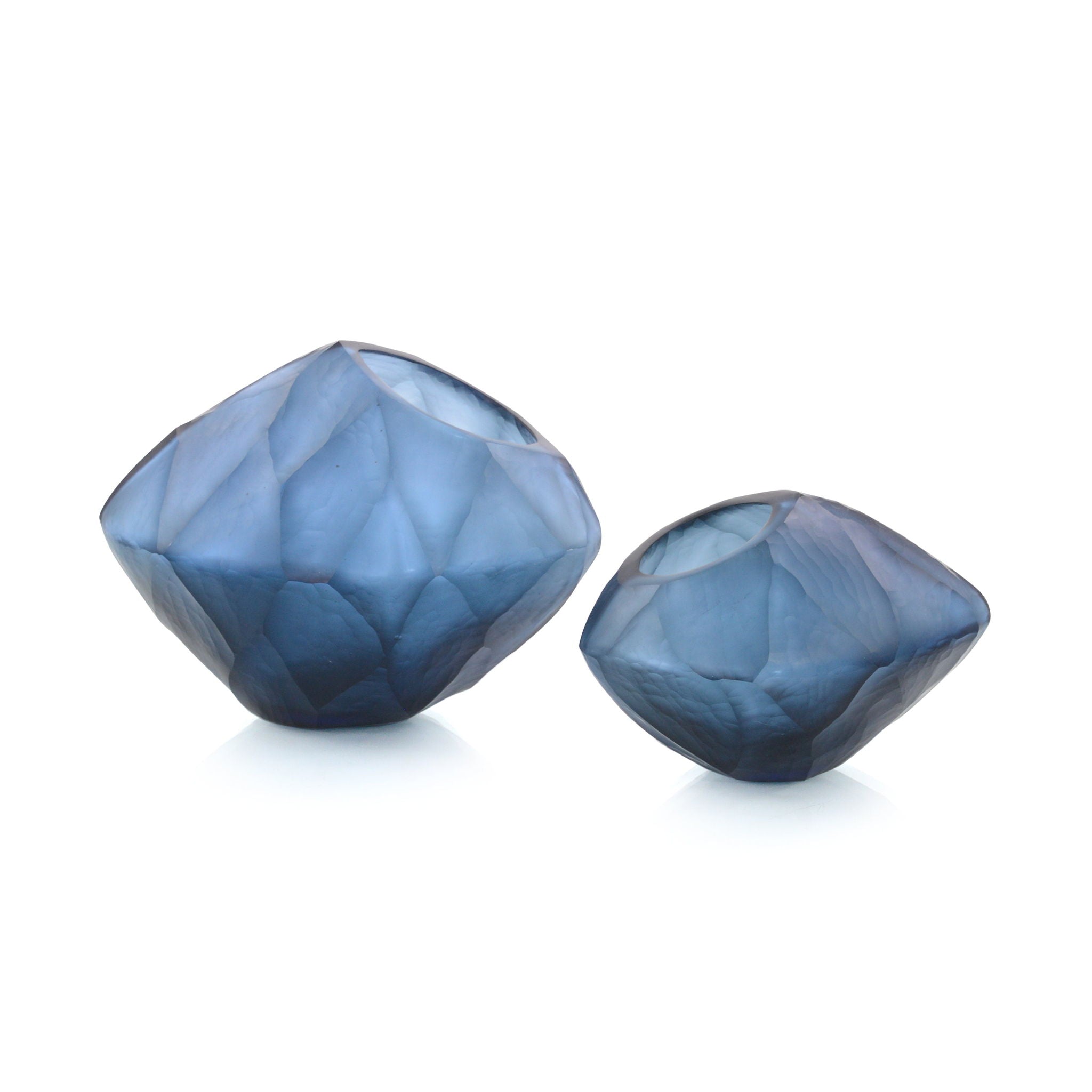 Asymmetrical Azure Bowls, Set of Two