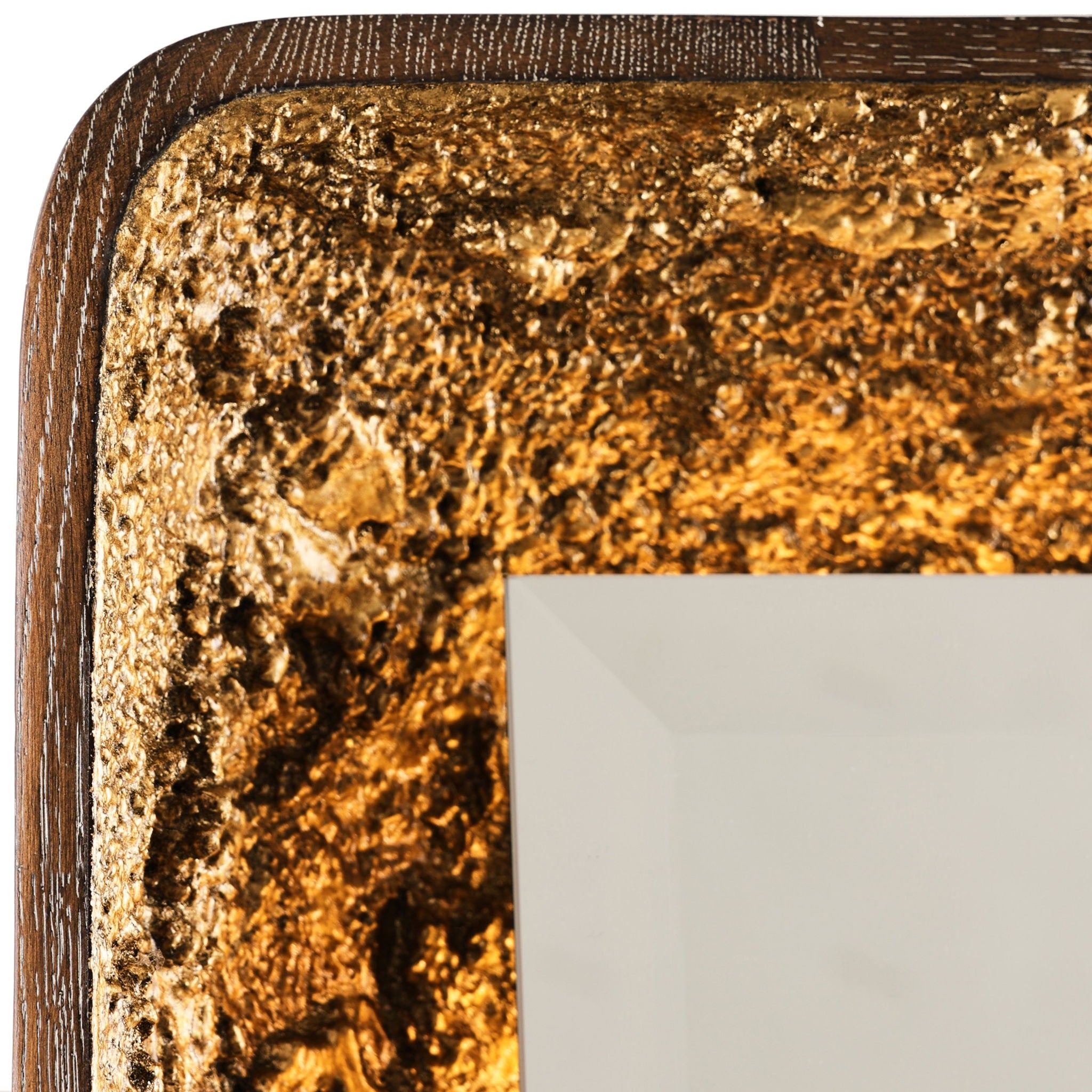 Gilded Oak Lighted Mirror, Rectangular