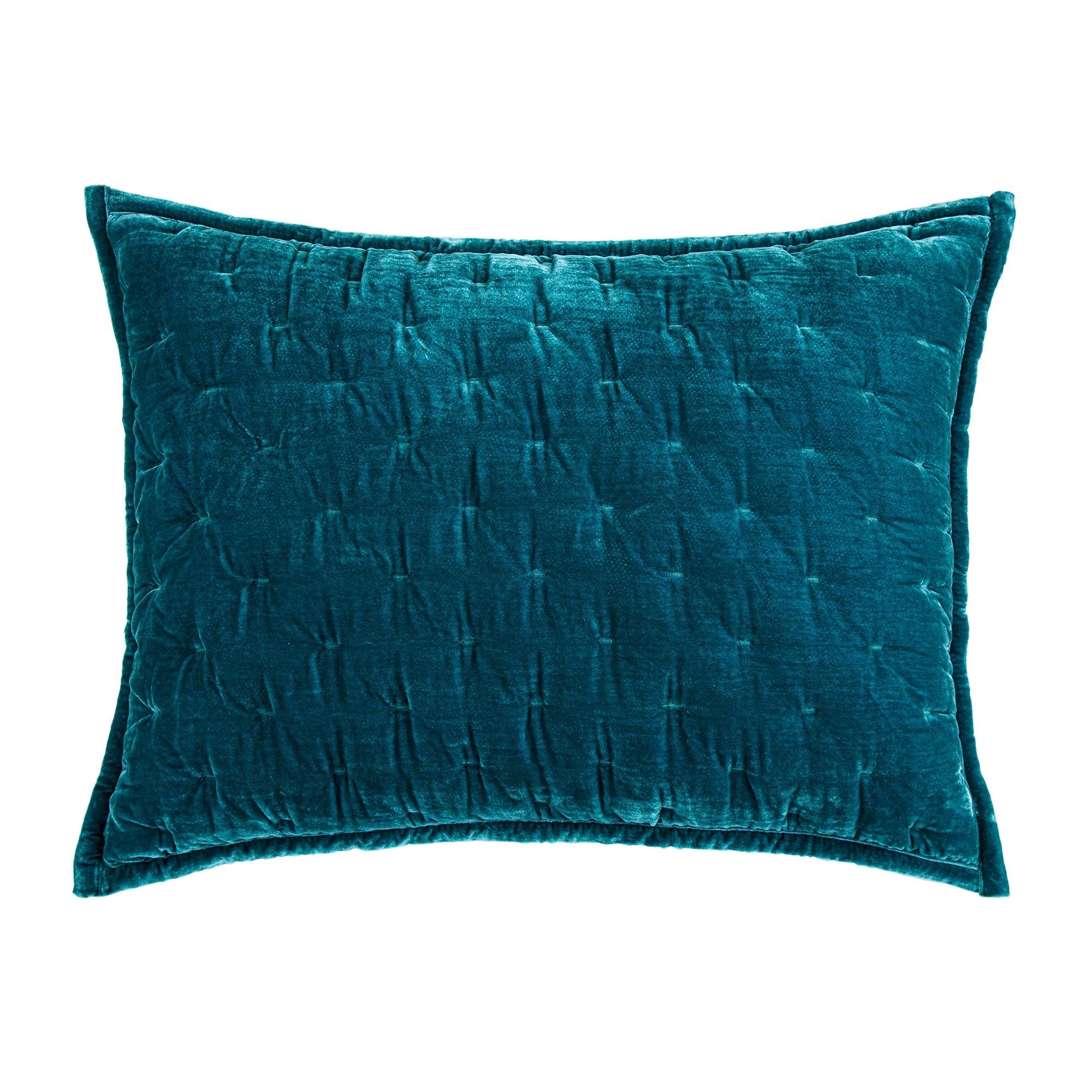 Stella - 21" x 34" Faux Silk Velvet Pintuck Pillow Sham - Teal