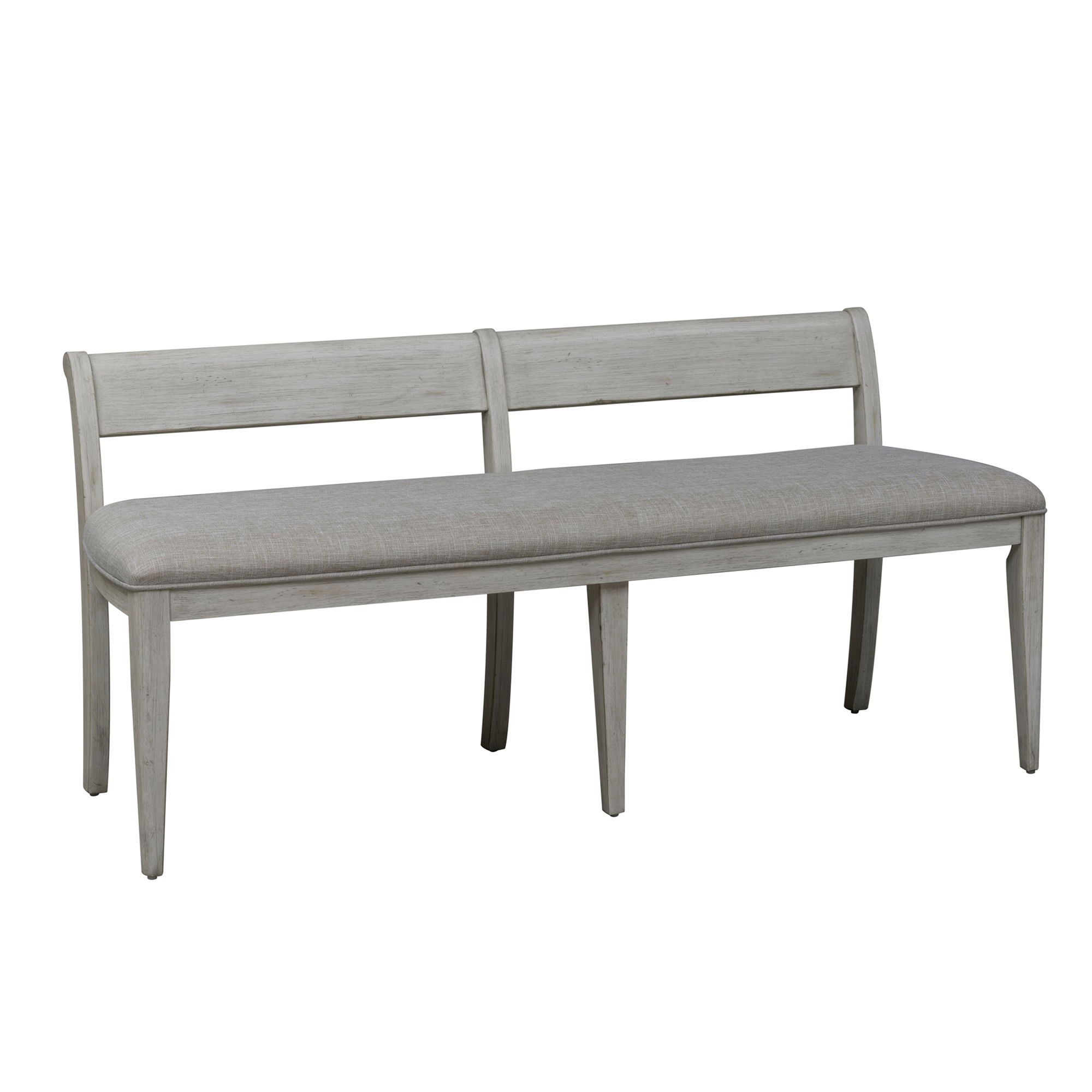 Farmhouse Reimagined - Upholstered Bench - Antique White / Chestnut Tops