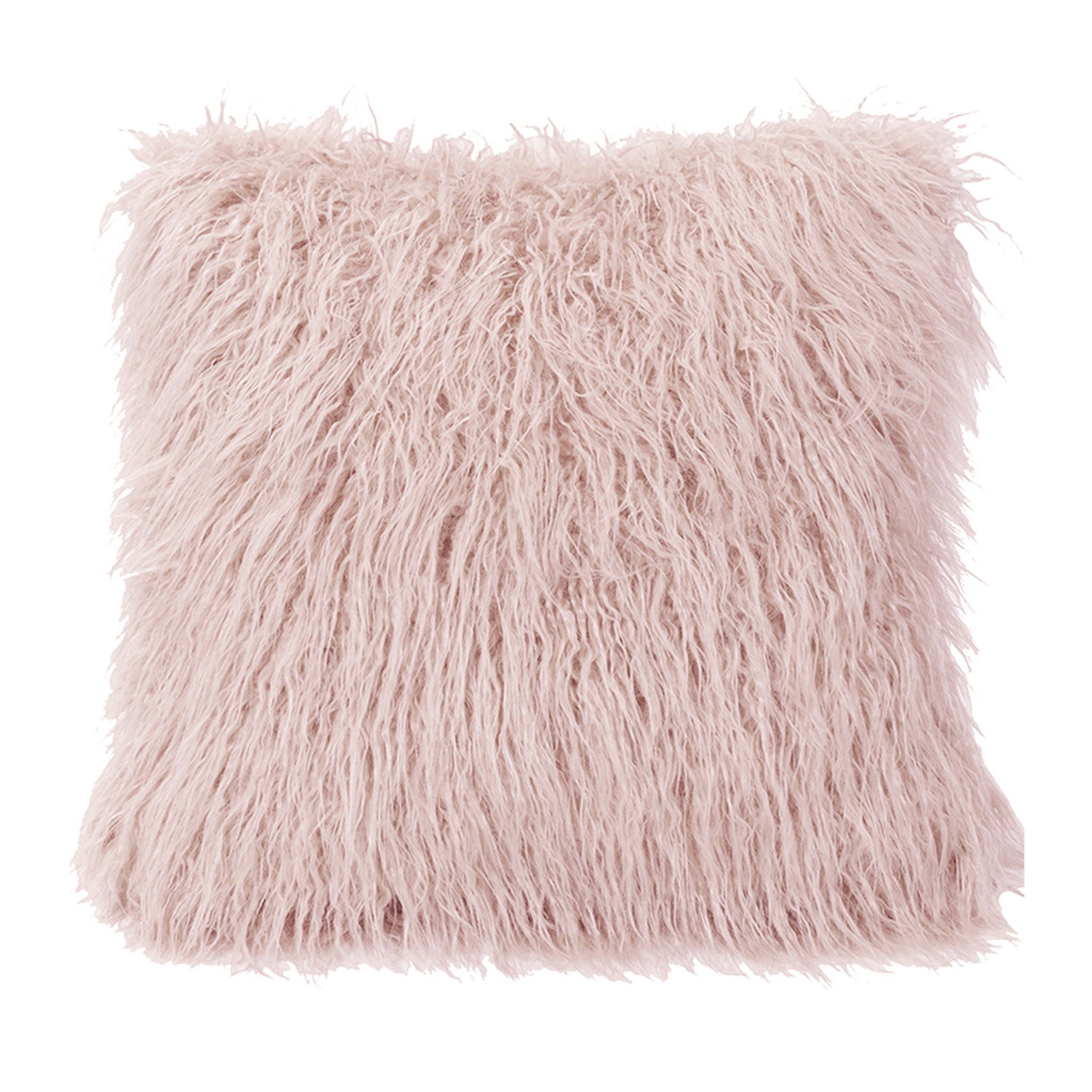 Mongolian Fur - Faux Fur Euro Sham - Blush