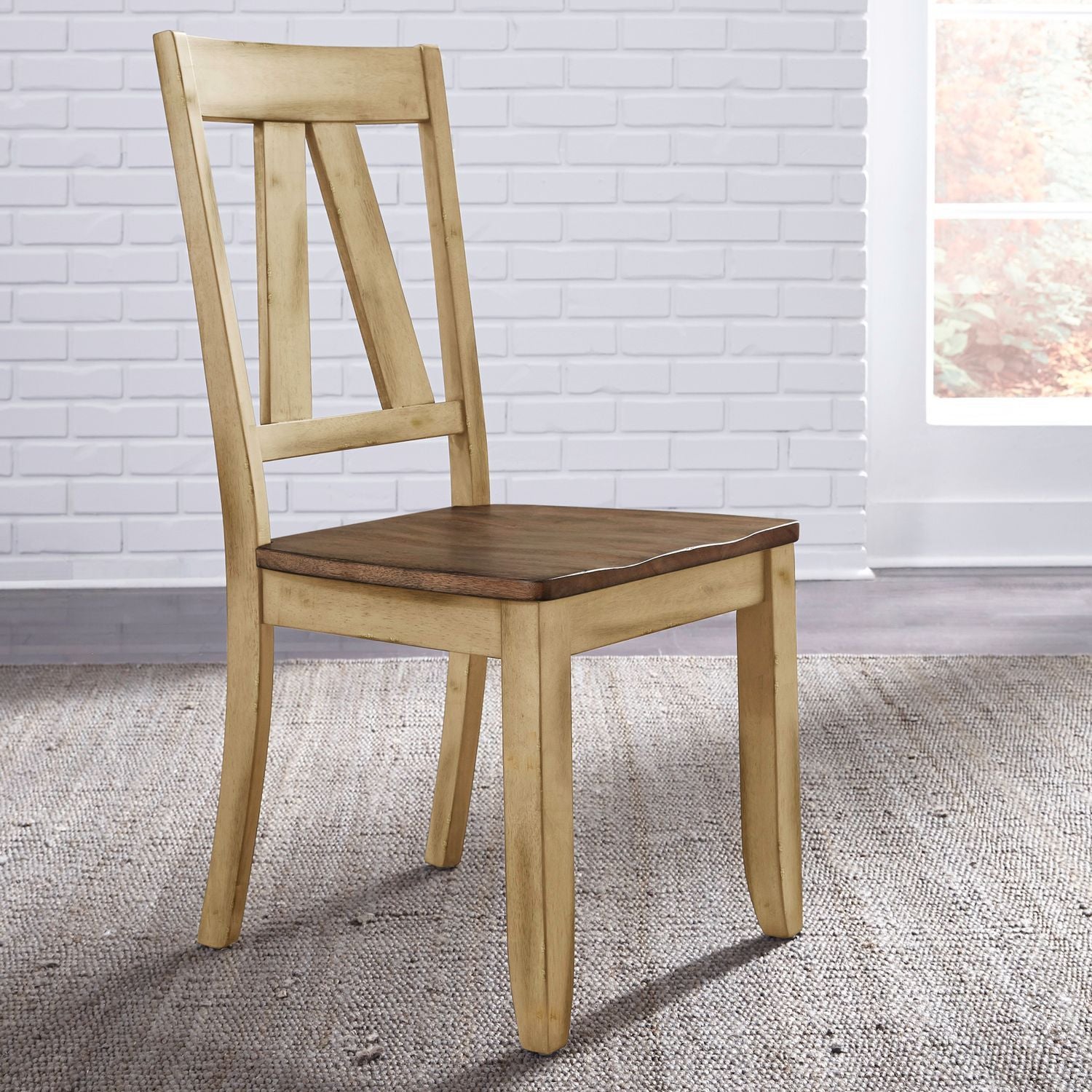 Lindsey Farm - Splat Back Side Chair - Natural & Brown